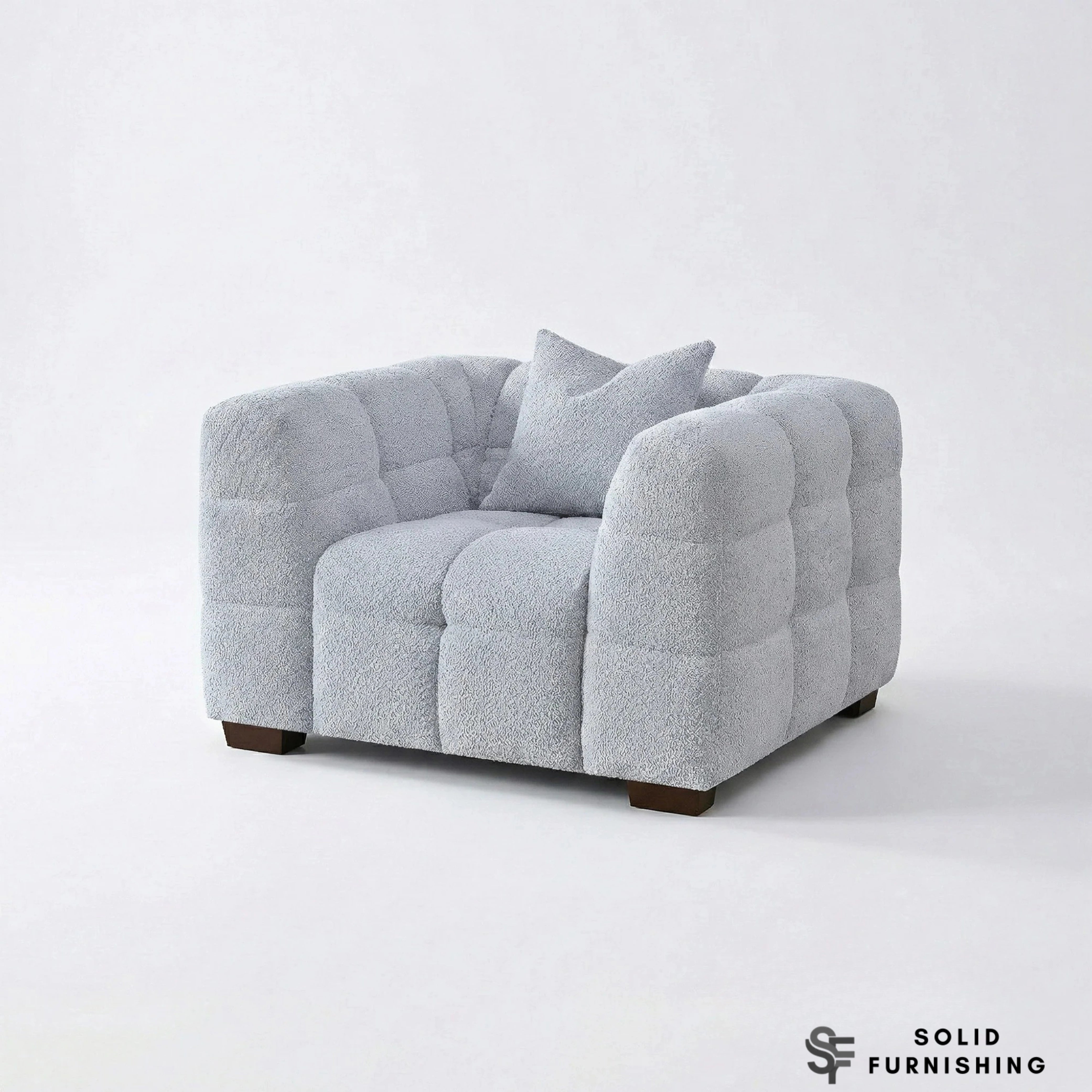 Tribeca Bubble Bouclé Sofa Set – Pearl 4 Seater, 3 Seater, Armchair & Footstool