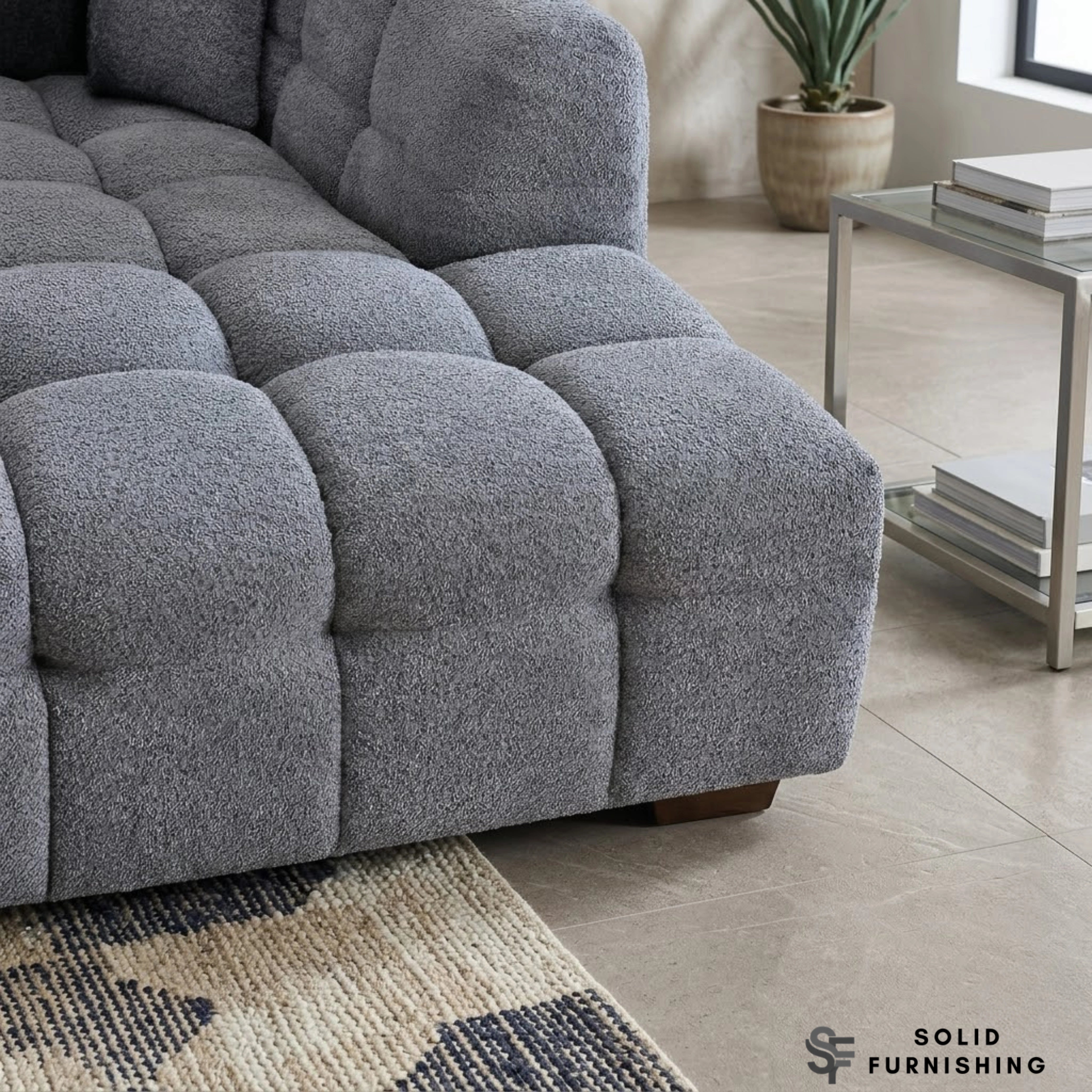 Tribeca Bubble Iron Grey Bouclé Corner Sofa | Right Hand / Left Hand Facing