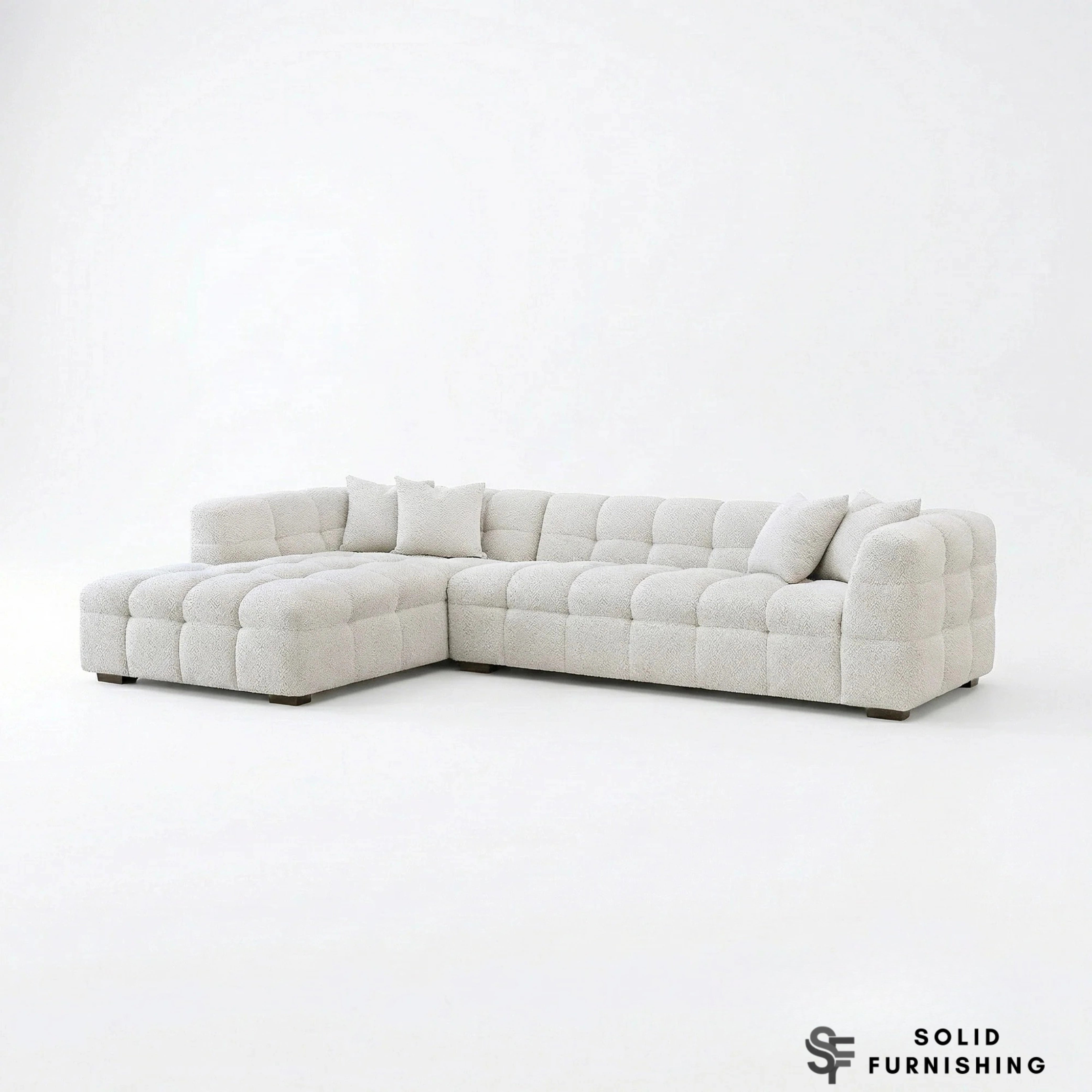 Tribeca Bubble Right Hand / Left Hand Facing Corner Sofa – Oatmeal Beige Bouclé