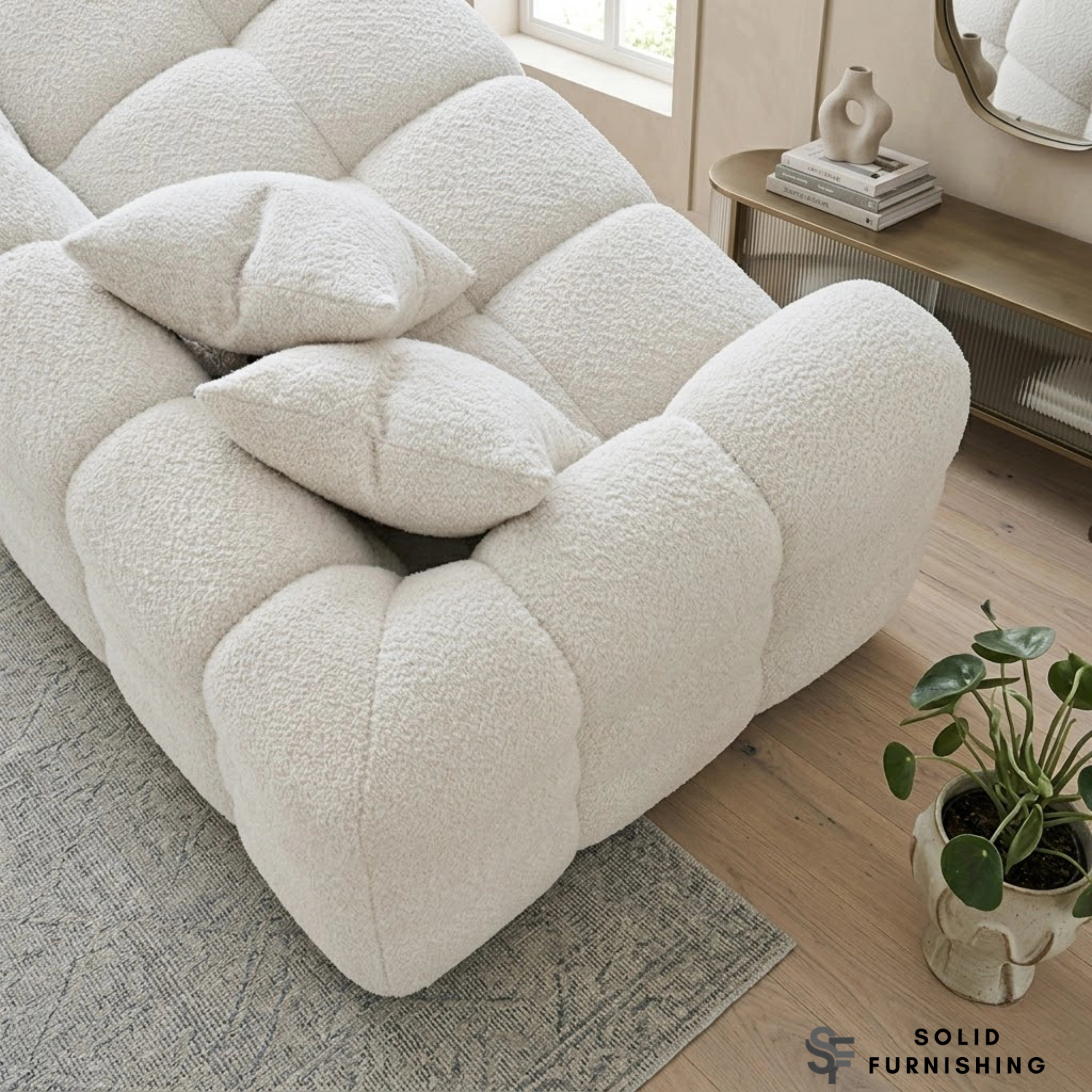 Tribeca Bubble Right Hand / Left Hand Facing Corner Sofa – Oatmeal Beige Bouclé