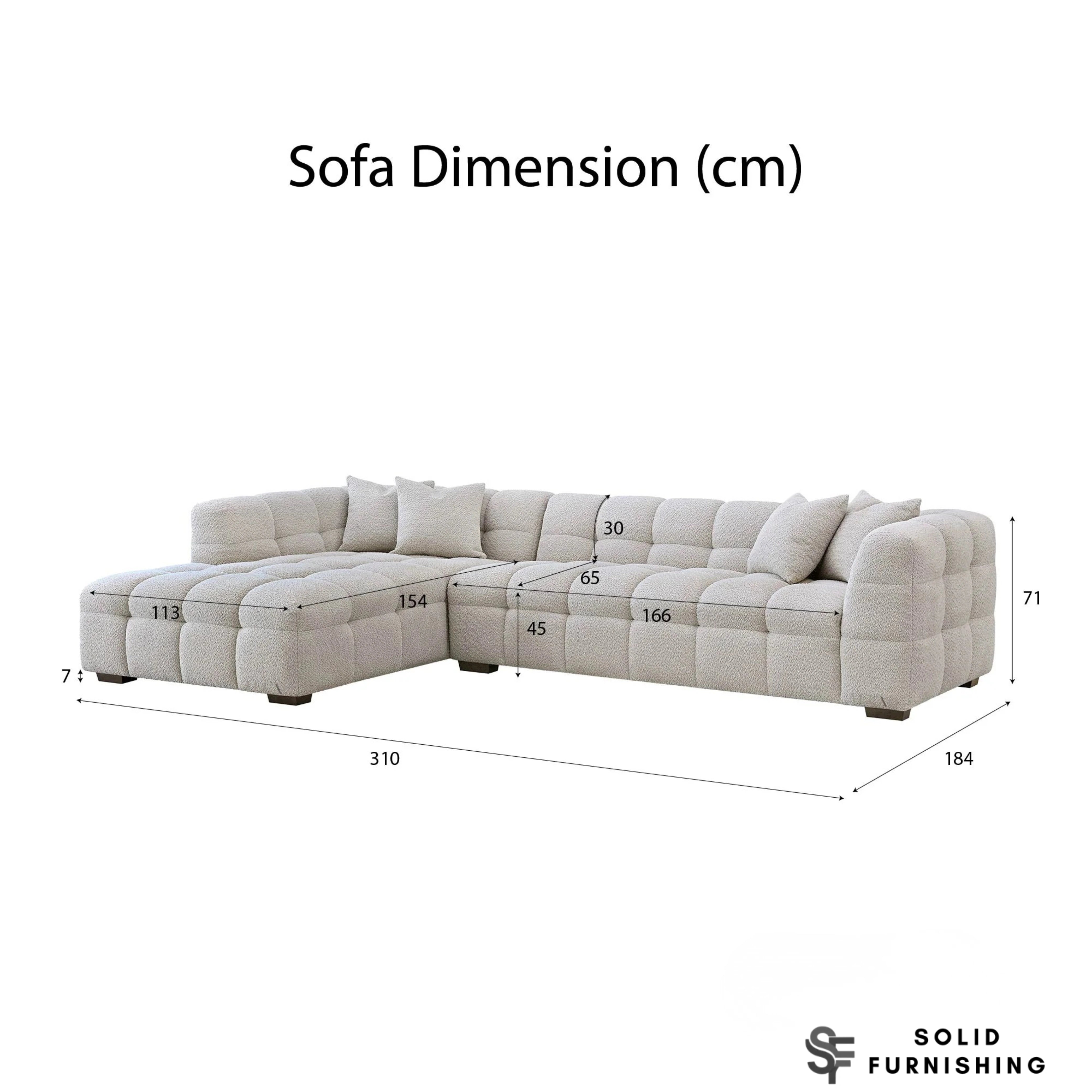 Tribeca Bubble Right Hand / Left Hand Facing Corner Sofa – Oatmeal Beige Bouclé