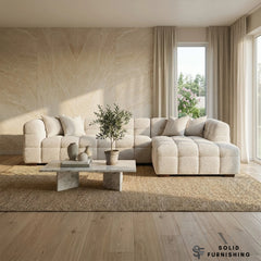 Tribeca Bubble Right Hand / Left Hand Facing Corner Sofa – Oatmeal Beige Bouclé