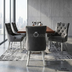 Valencia Plain Back Ring Knocker Velvet Dining Chairs – Chrome Legs (Set of 2)