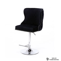 Valentino Black Velvet Adjustable Bar Stool – Chrome Lion Knocker Breakfast Bar Chair