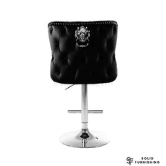 Valentino Black Velvet Adjustable Bar Stool – Chrome Lion Knocker Breakfast Bar Chair