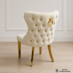 Valentino Gold Ring Knocker Velvet Dining Chairs – Black or Mink (Set of 2)