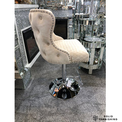 Valentino Mink Velvet Swivel Bar Stool – Chrome Lion Knocker Breakfast Bar Chair