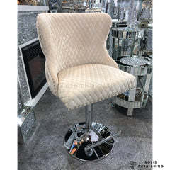 Valentino Mink Velvet Swivel Bar Stool – Chrome Lion Knocker Breakfast Bar Chair