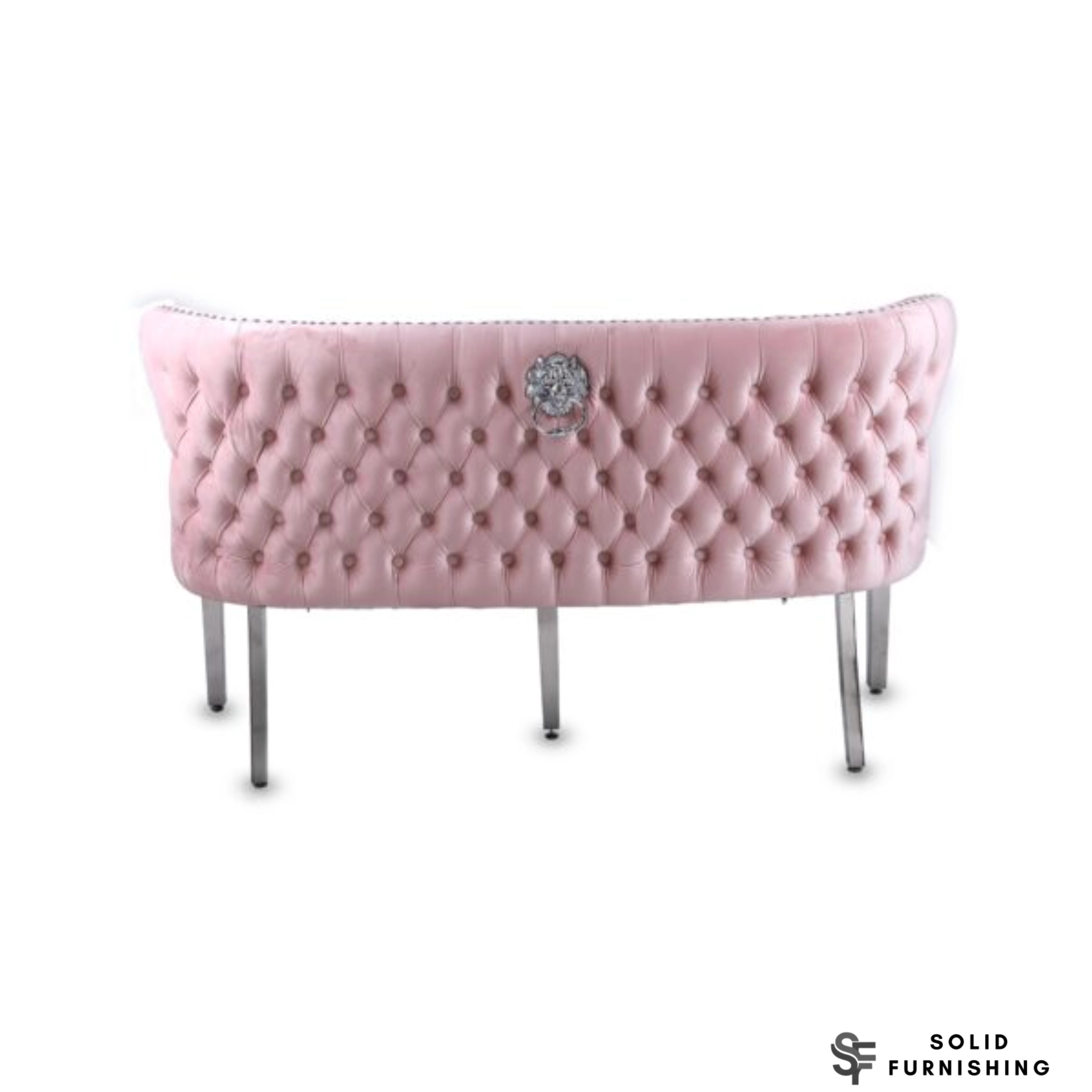 Valentino Plush Velvet Dining Bench – Quilted High Back Bench in Grey, Mink or Pink