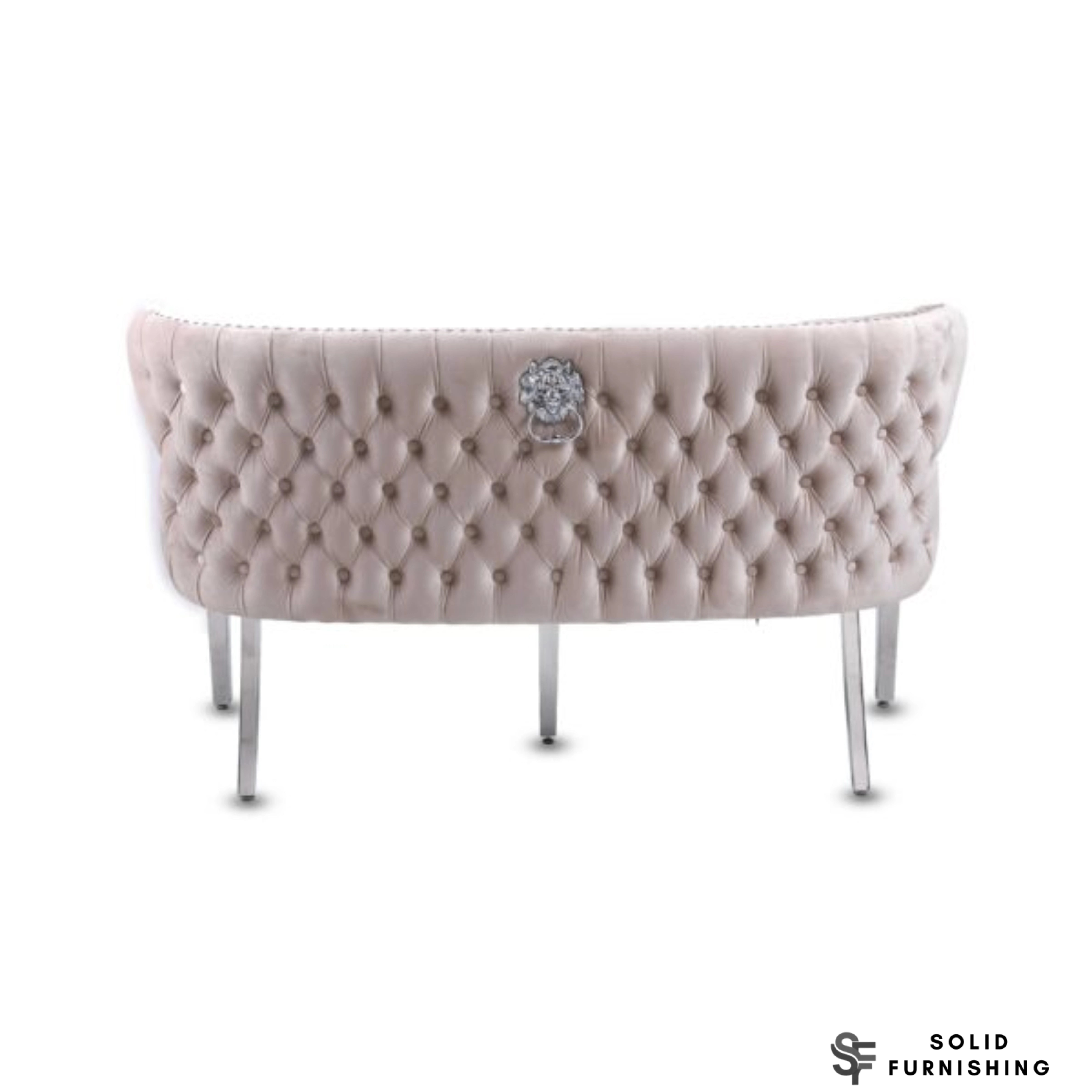 Valentino Plush Velvet Dining Bench – Quilted High Back Bench in Grey, Mink or Pink