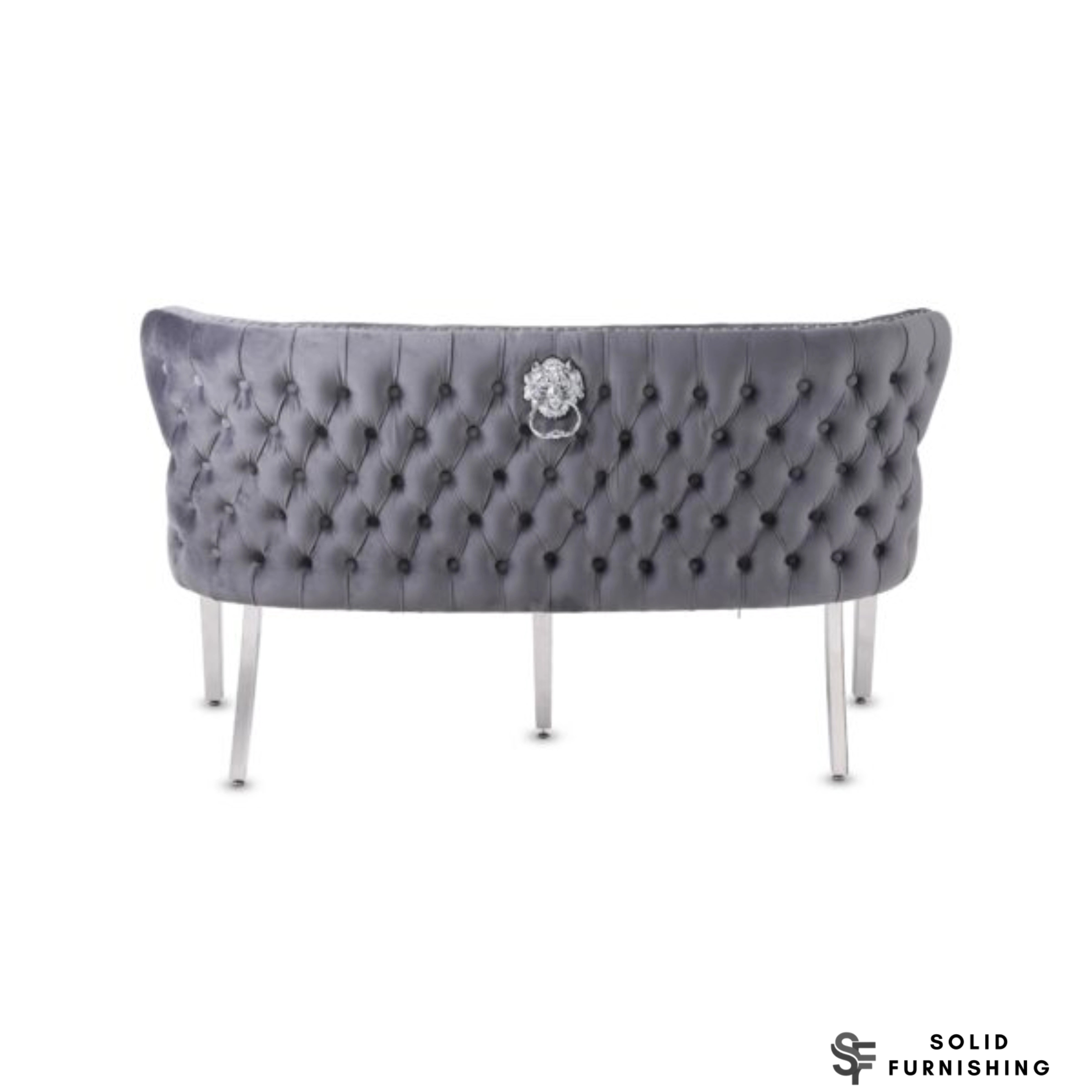 Valentino Plush Velvet Dining Bench – Quilted High Back Bench in Grey, Mink or Pink