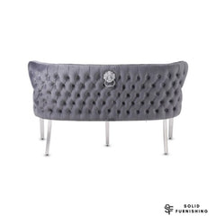 Valentino Plush Velvet Dining Bench – Quilted High Back Bench in Grey, Mink or Pink