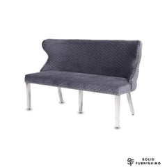 Valentino Plush Velvet Dining Bench – Quilted High Back Bench in Grey, Mink or Pink