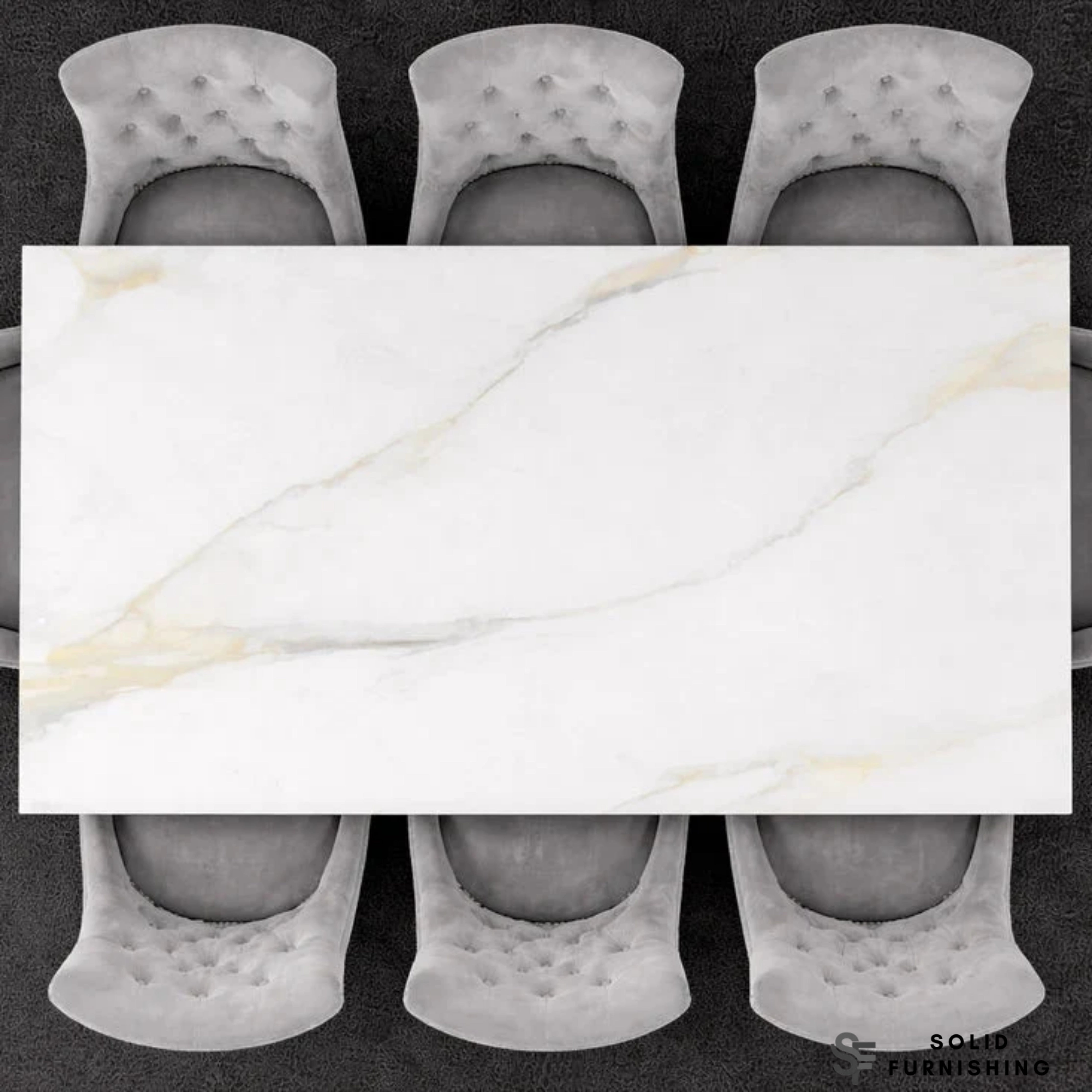 Venice Ceramic Dining Table – Chanel or Kasi Gold Top with Black Legs