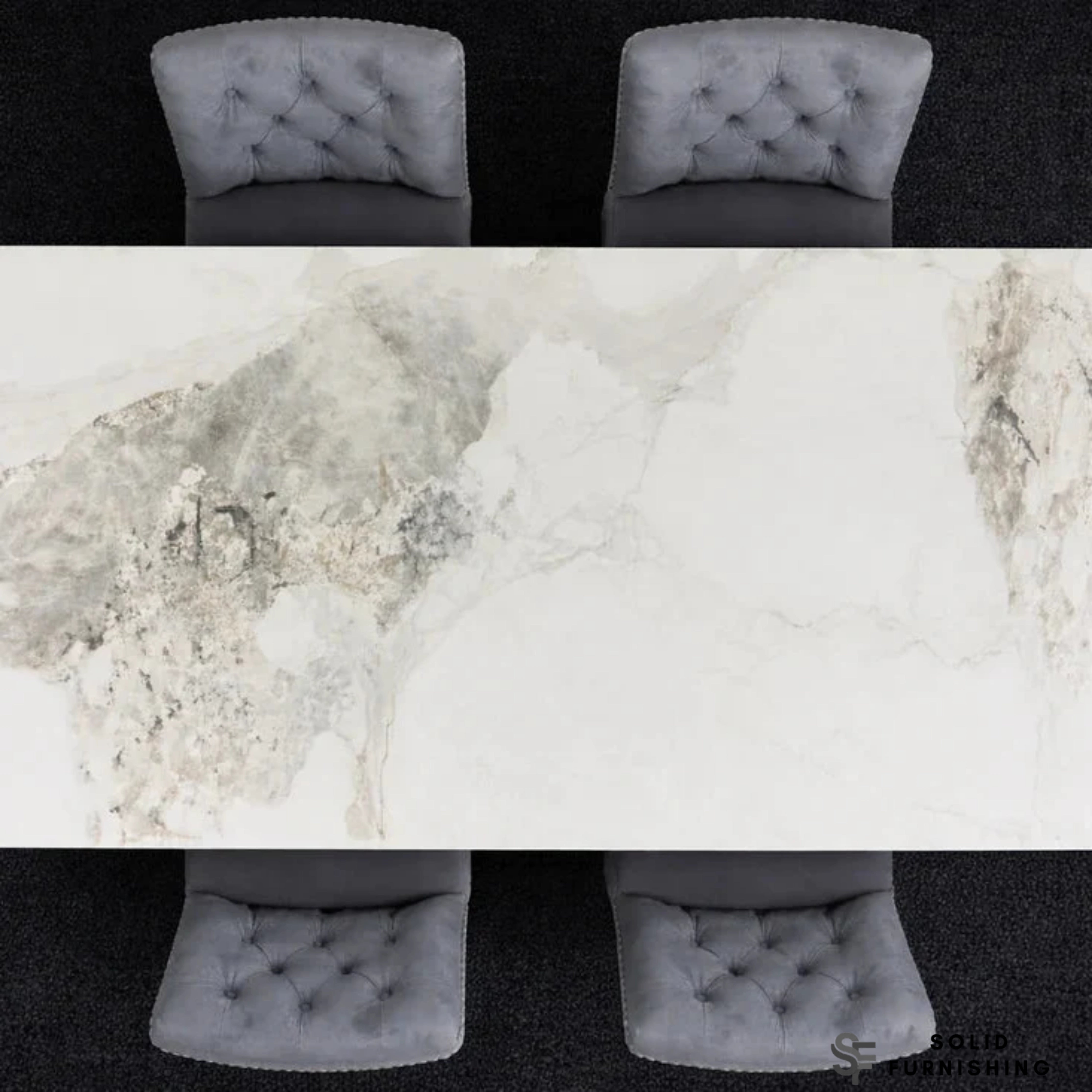Venice Ceramic Dining Table – Chanel or Kasi Gold Top with Black Legs