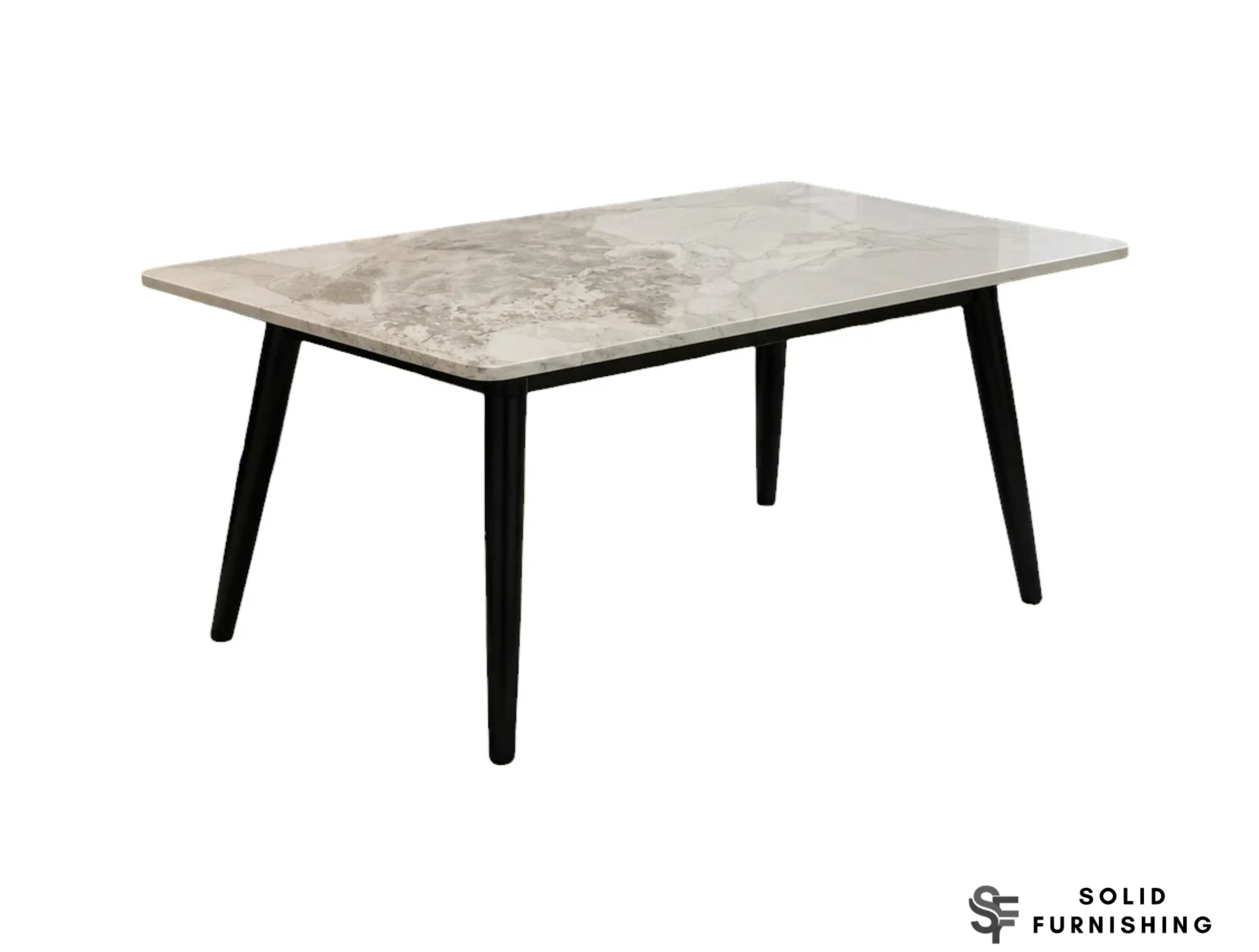 Venice White Ceramic Coffee Table – Modern Marble Effect Centre Table with Black Legs