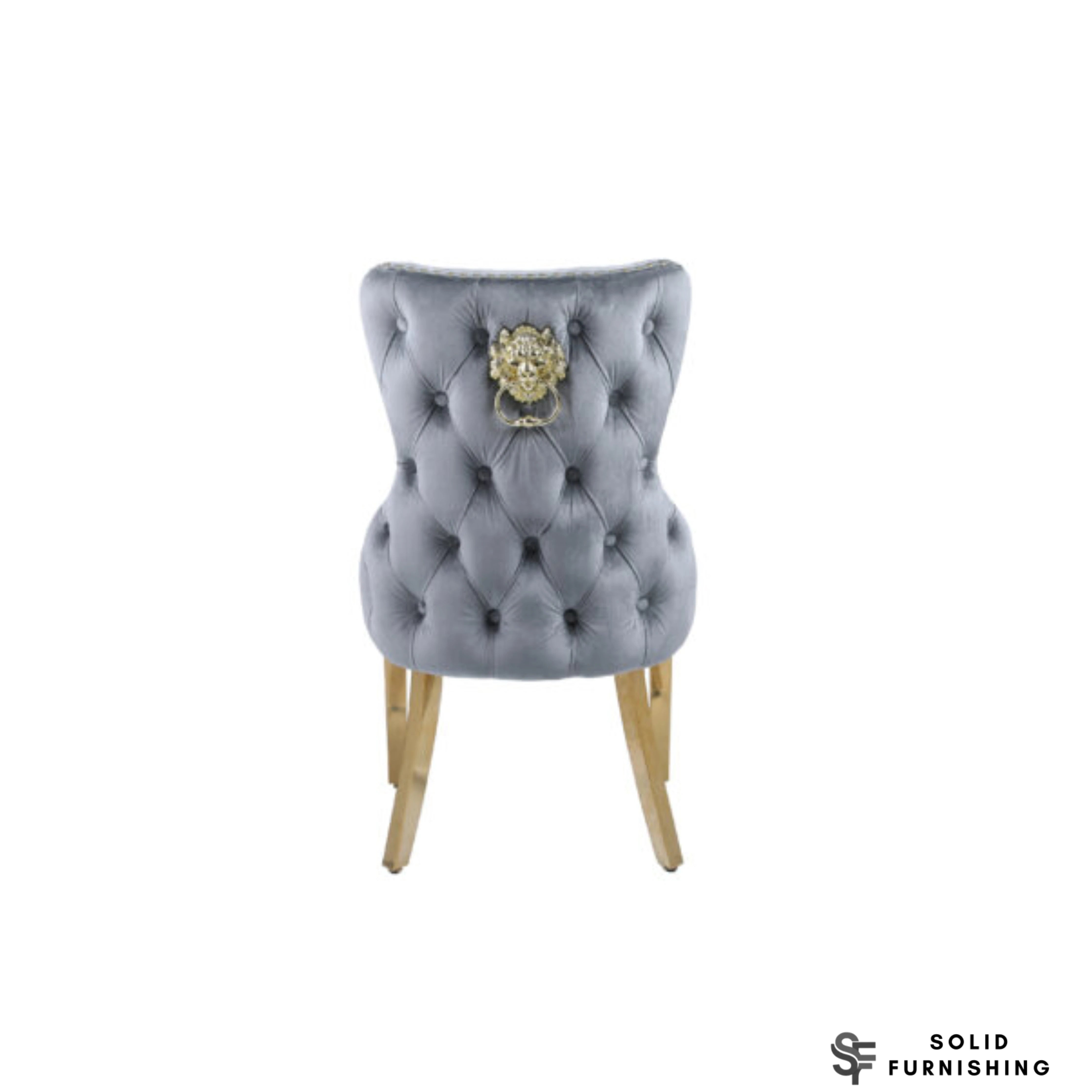 Victoria Lion Knocker Velvet Dining Chairs – Gold or Silver Legs (Set of 2)