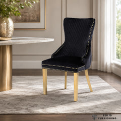 Victoria Lion Knocker Velvet Dining Chairs – Gold or Silver Legs (Set of 2)