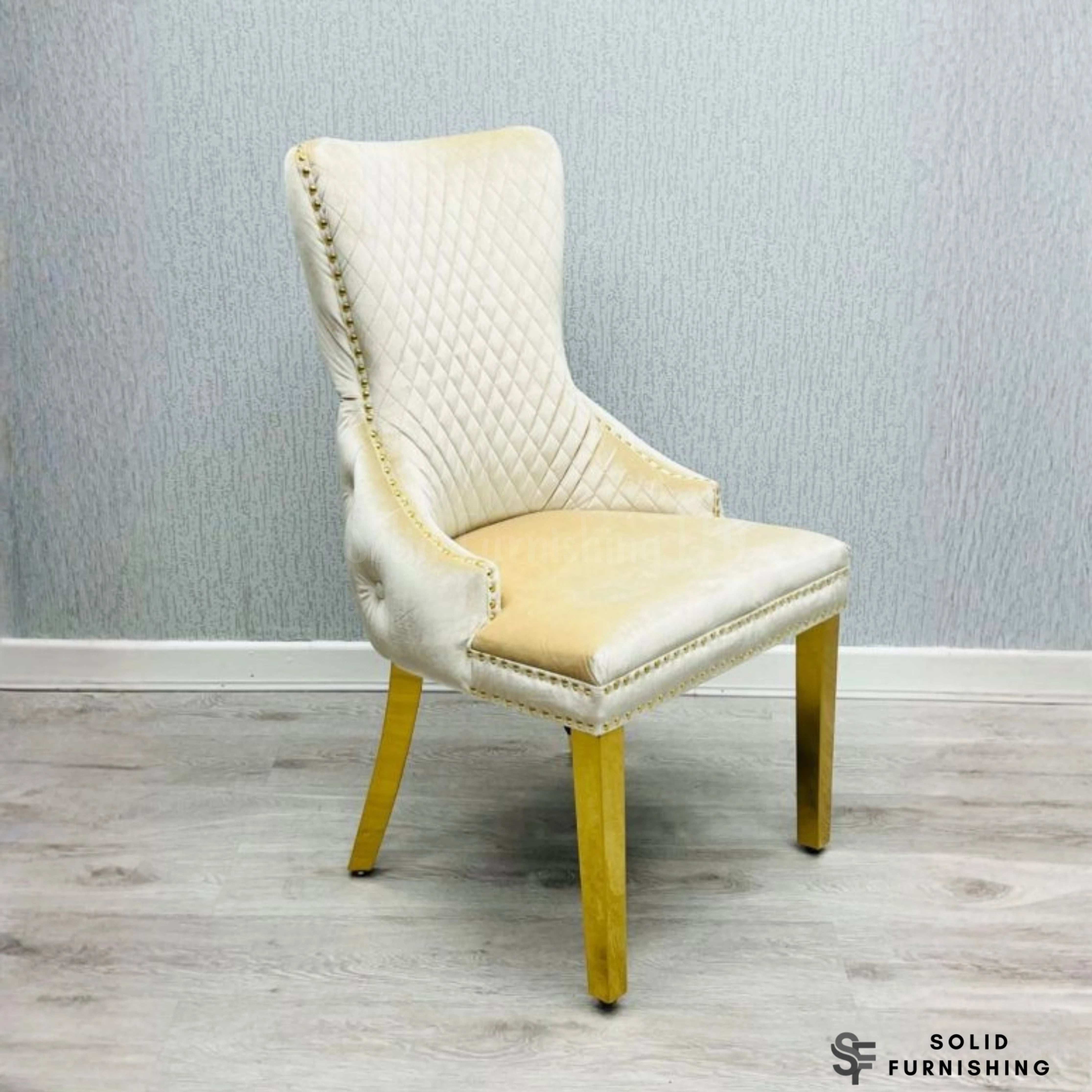 Victoria Ring Knocker Dining Chairs – Velvet Gold & Chrome Chairs (Set of 2)