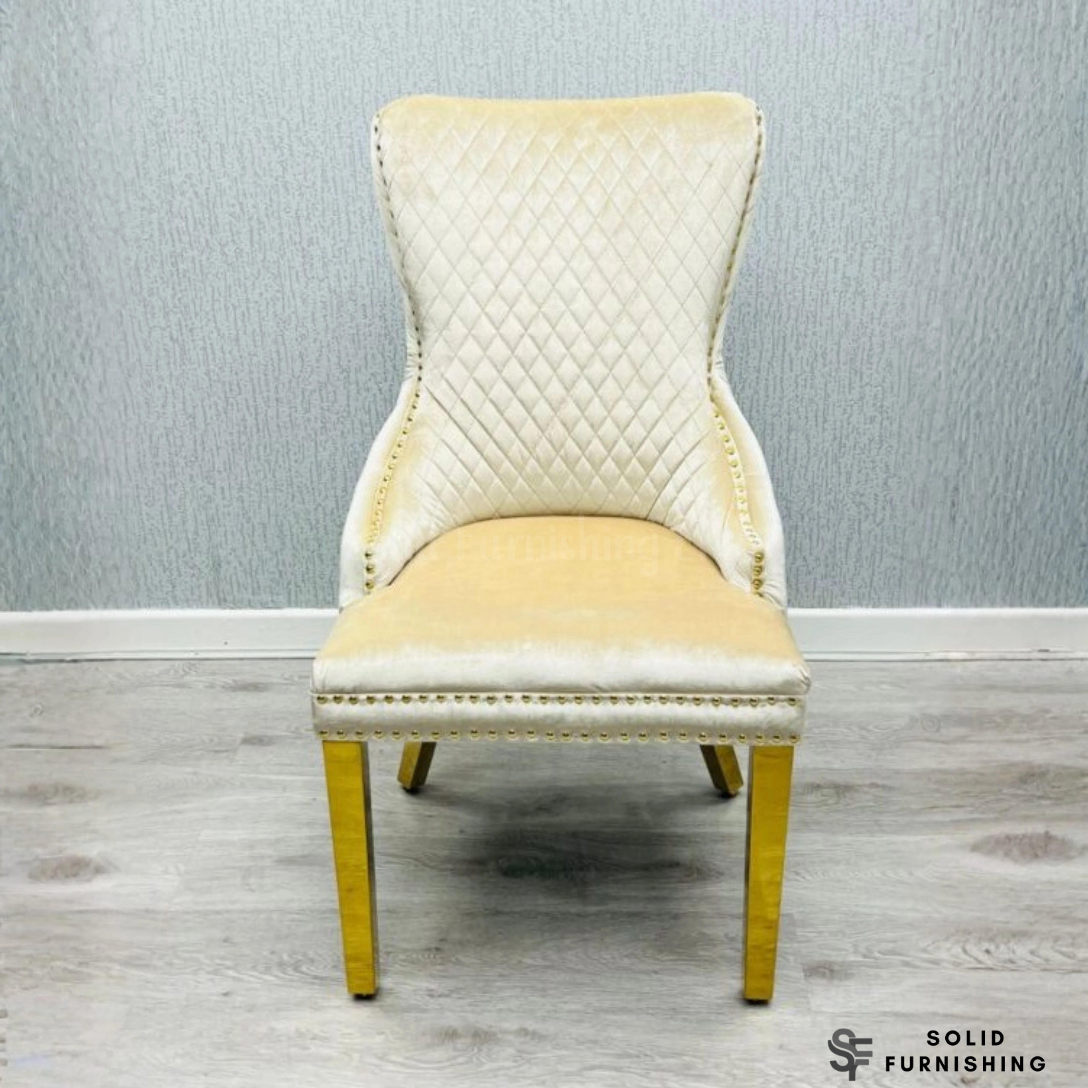Victoria Ring Knocker Dining Chairs – Velvet Gold & Chrome Chairs (Set of 2)