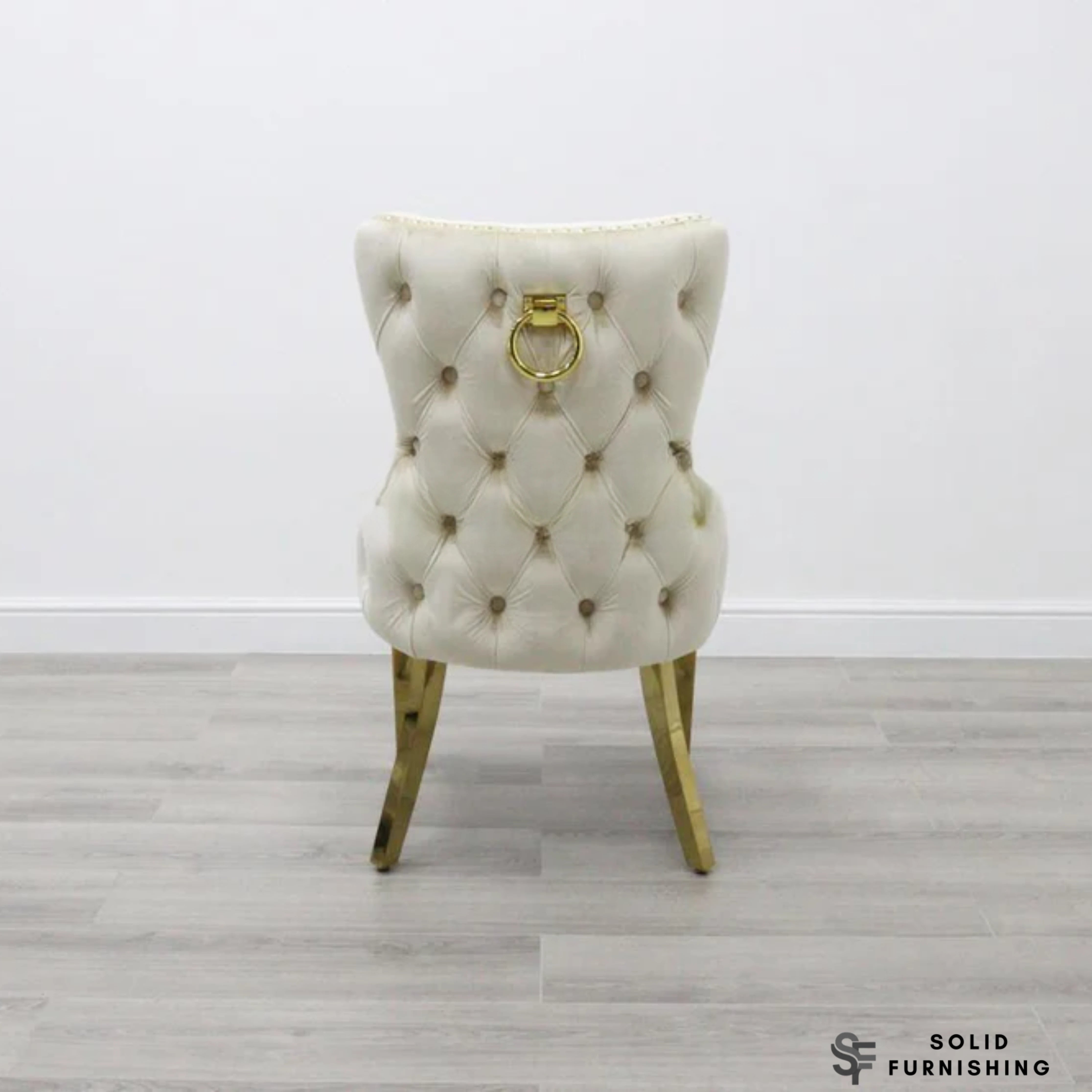 Victoria Ring Knocker Dining Chairs – Velvet Gold & Chrome Chairs (Set of 2)