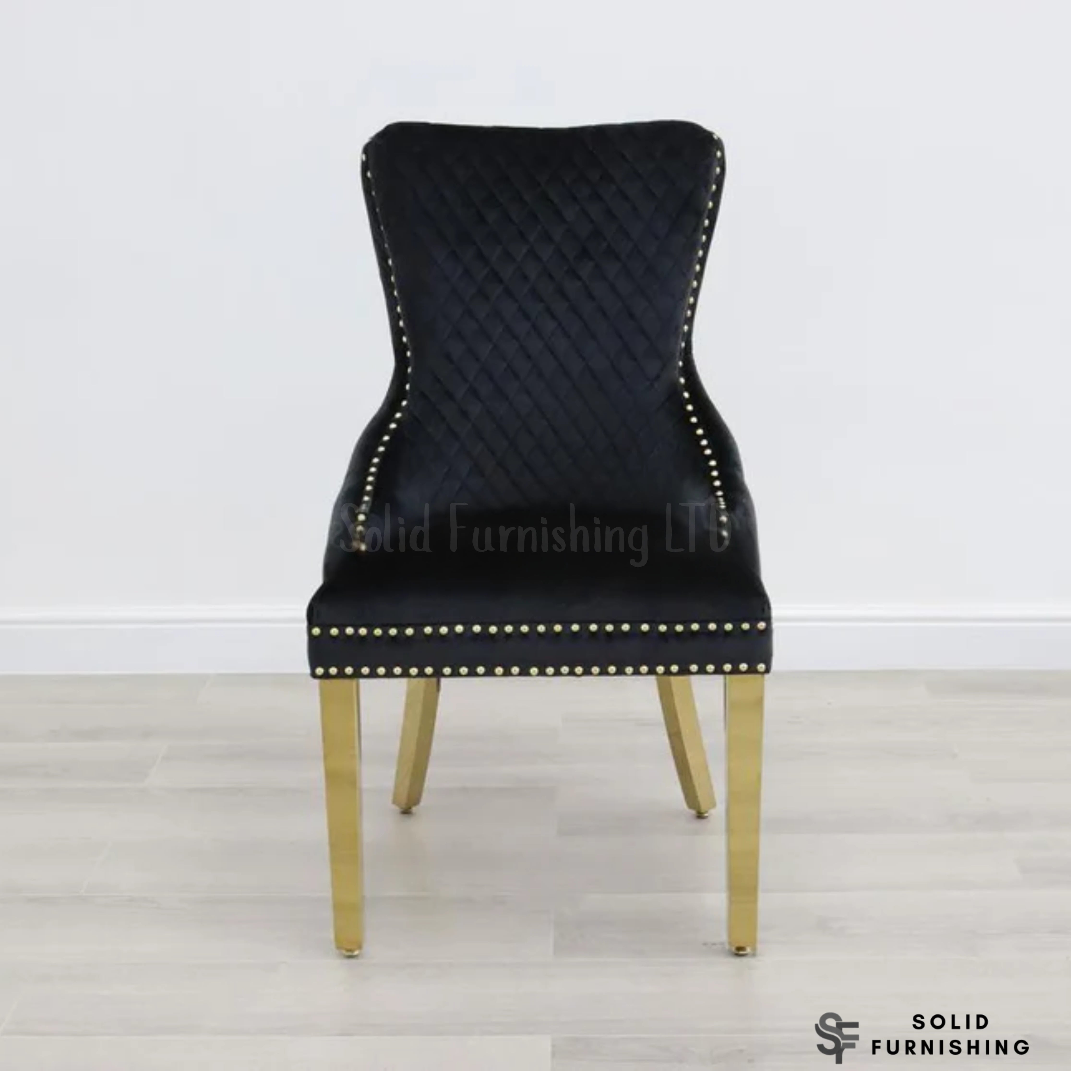 Victoria Ring Knocker Dining Chairs – Velvet Gold & Chrome Chairs (Set of 2)