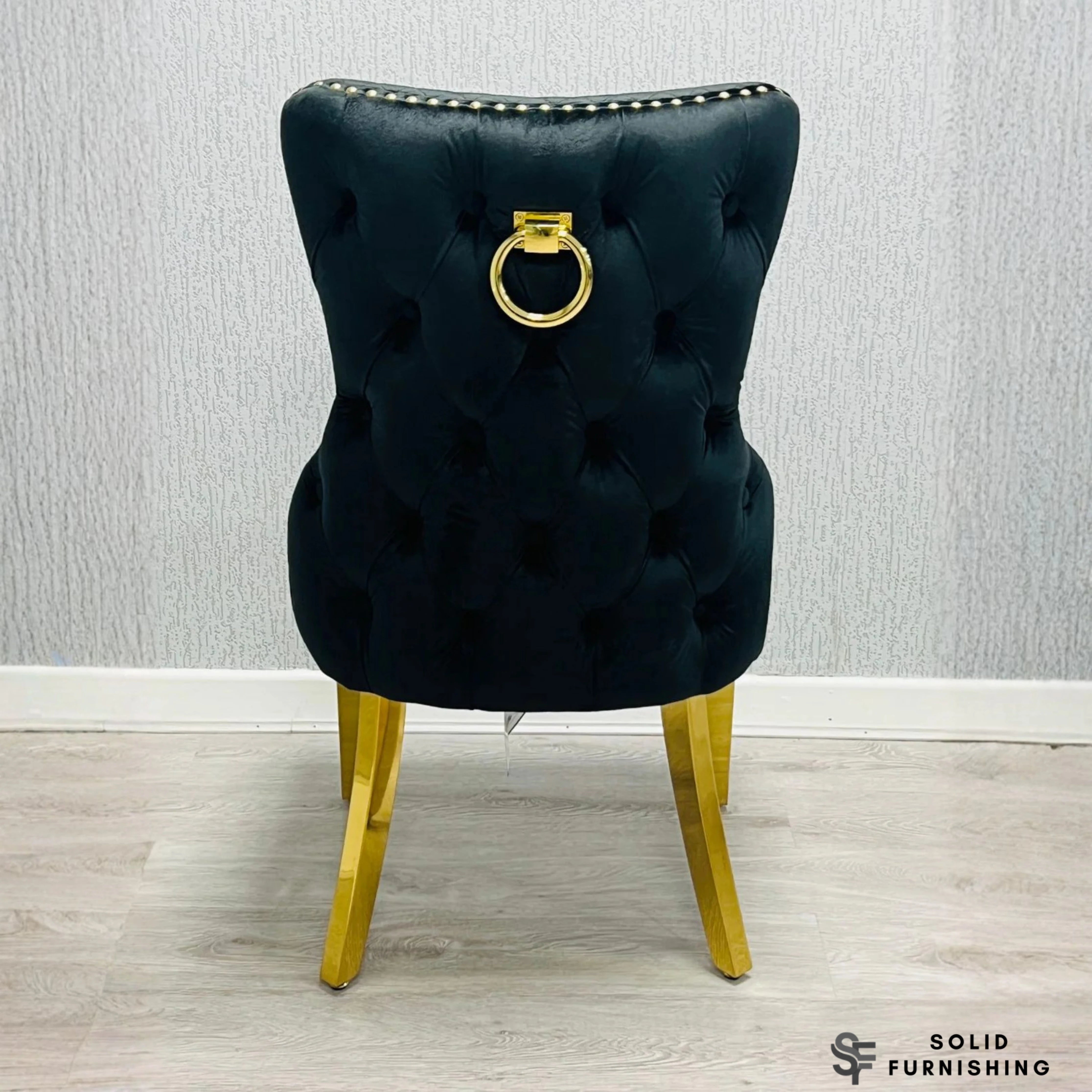Victoria Ring Knocker Dining Chairs – Velvet Gold & Chrome Chairs (Set of 2)