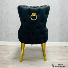 Victoria Ring Knocker Dining Chairs – Velvet Gold & Chrome Chairs (Set of 2)