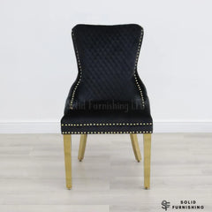 Victoria Ring Knocker Dining Chairs – Velvet Gold & Chrome Chairs (Set of 2)