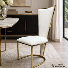 Vienna Luxury High Back Dining Chairs – Gold or Silver Frame (Set of 2)