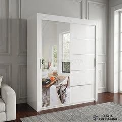 Vision White Sliding Wardrobe with Mirror Door – Modern Bedroom Storage Wardrobe