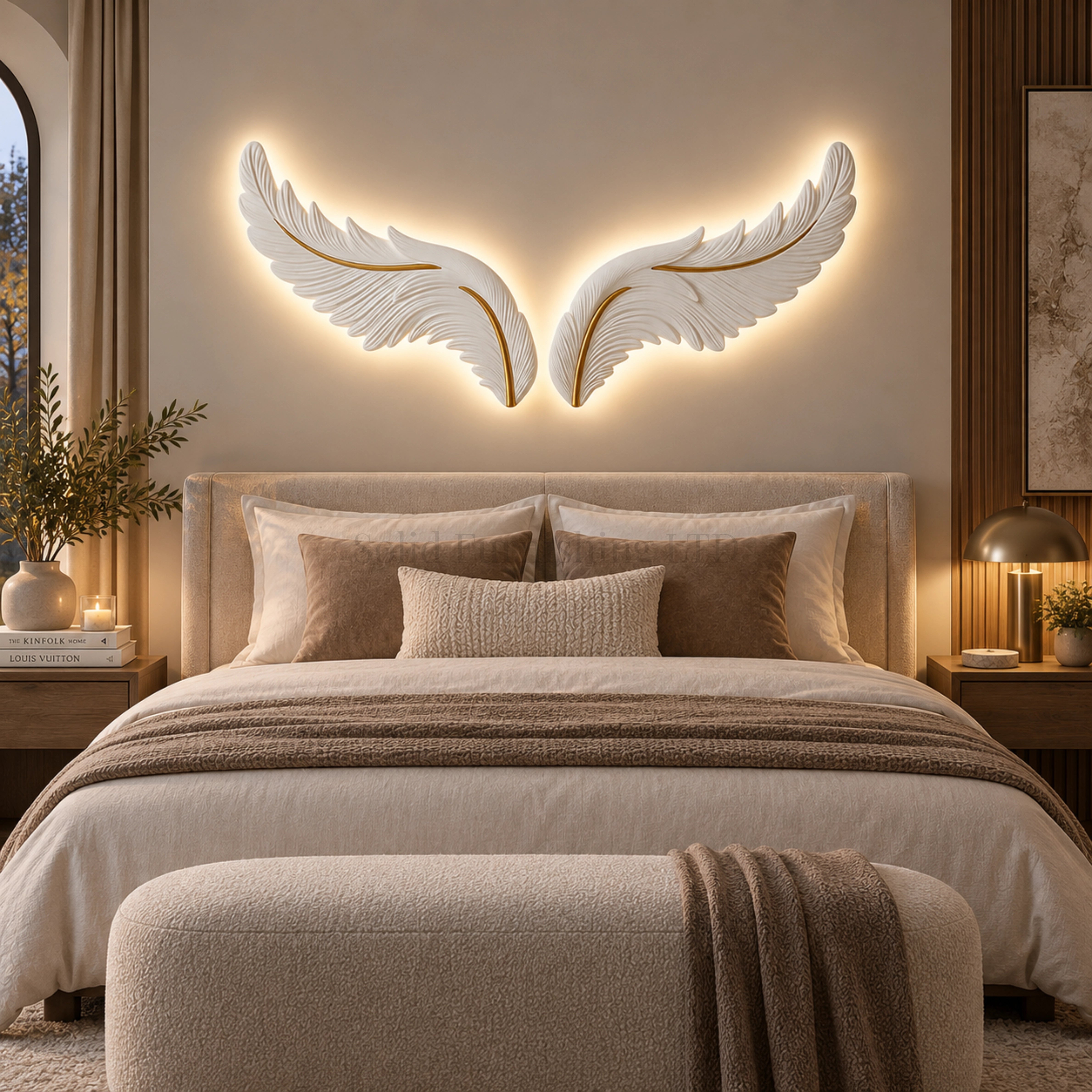Wide LED Wings Wall Art – 140x55cm Dimmable Light Up Feather Decor