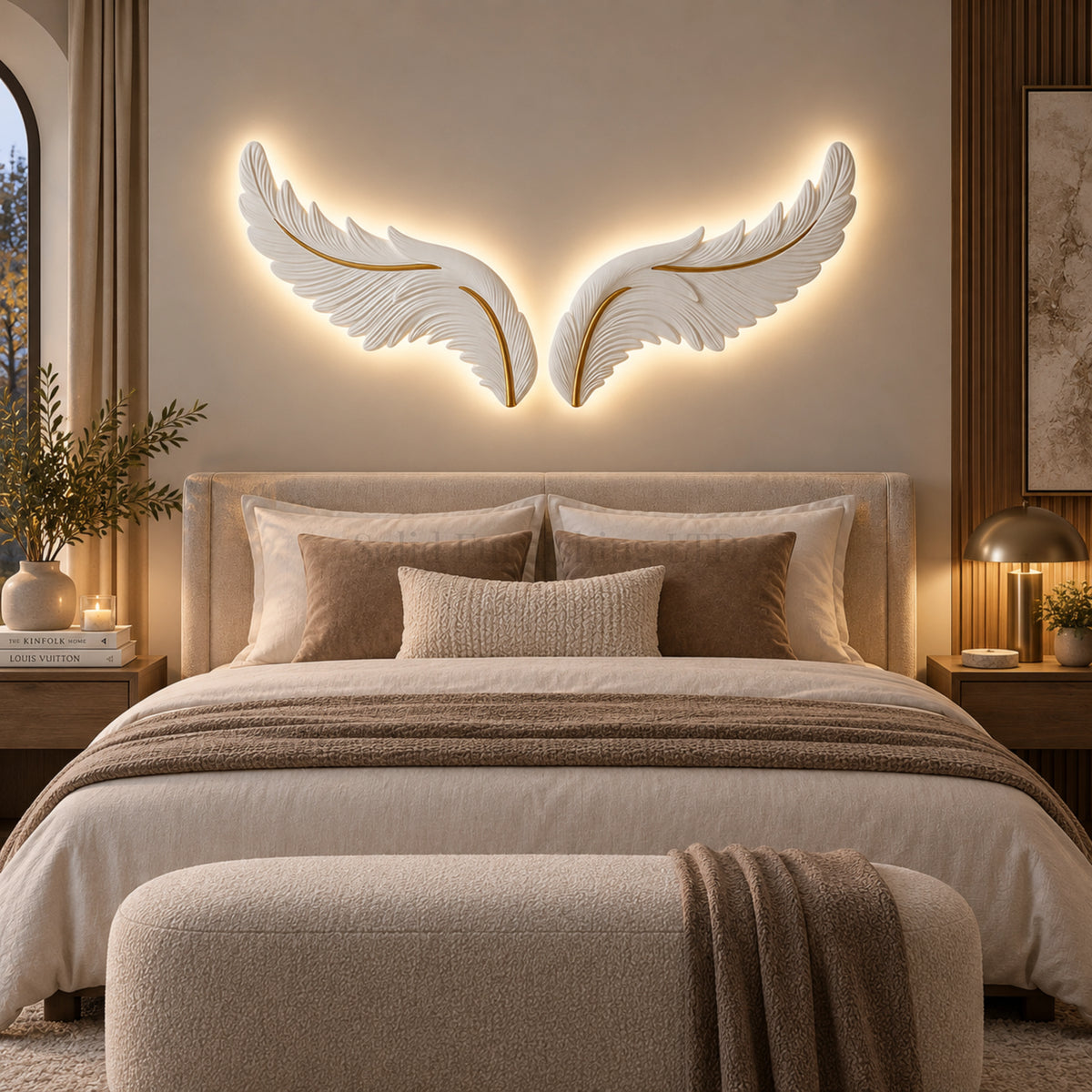 Wide LED Wings Wall Art – 140x55cm Dimmable Light Up Feather Decor