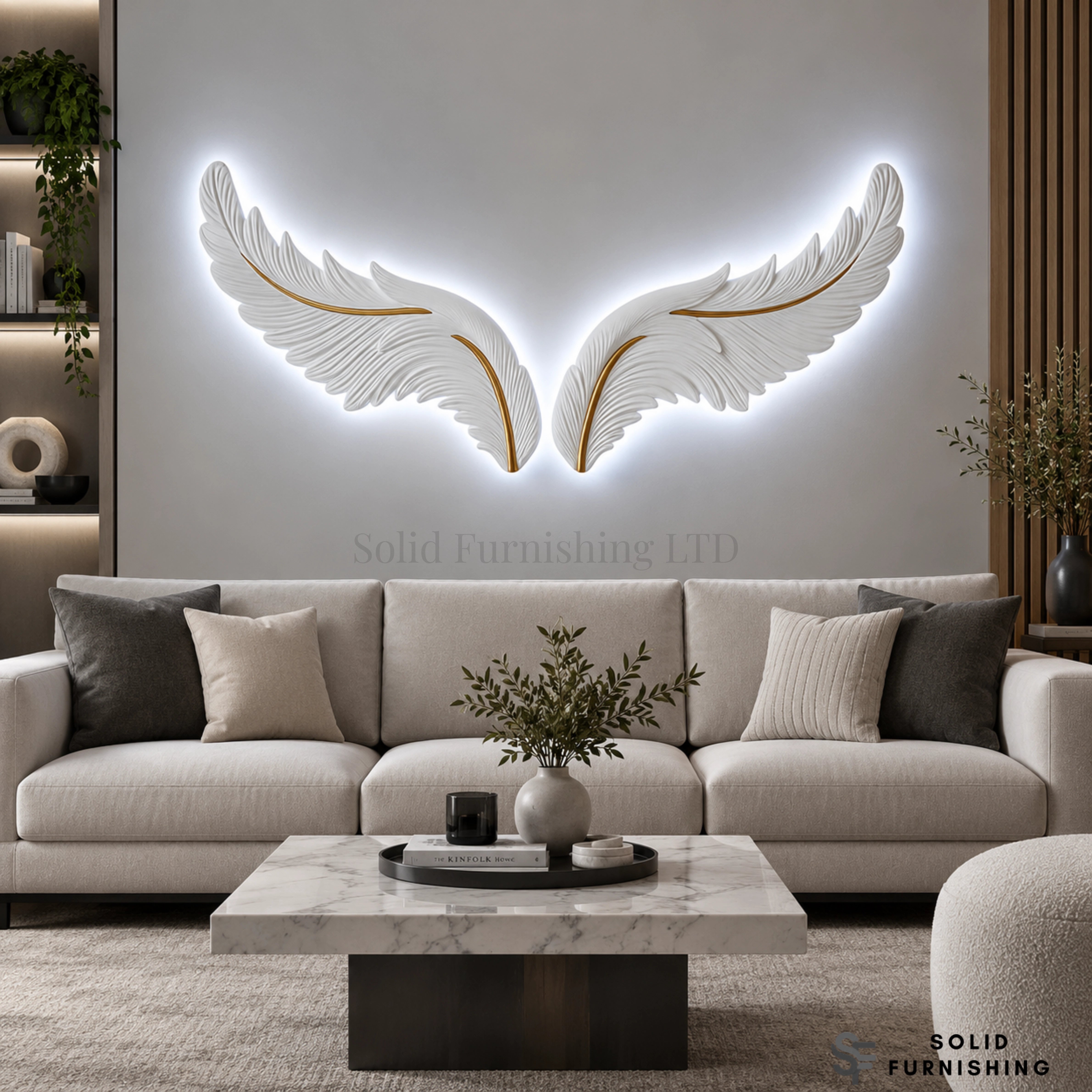 Wide LED Wings Wall Art – 140x55cm Dimmable Light Up Feather Decor