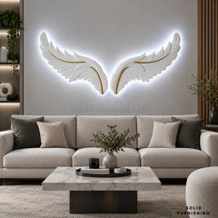 Wide LED Wings Wall Art – 140x55cm Dimmable Light Up Feather Decor