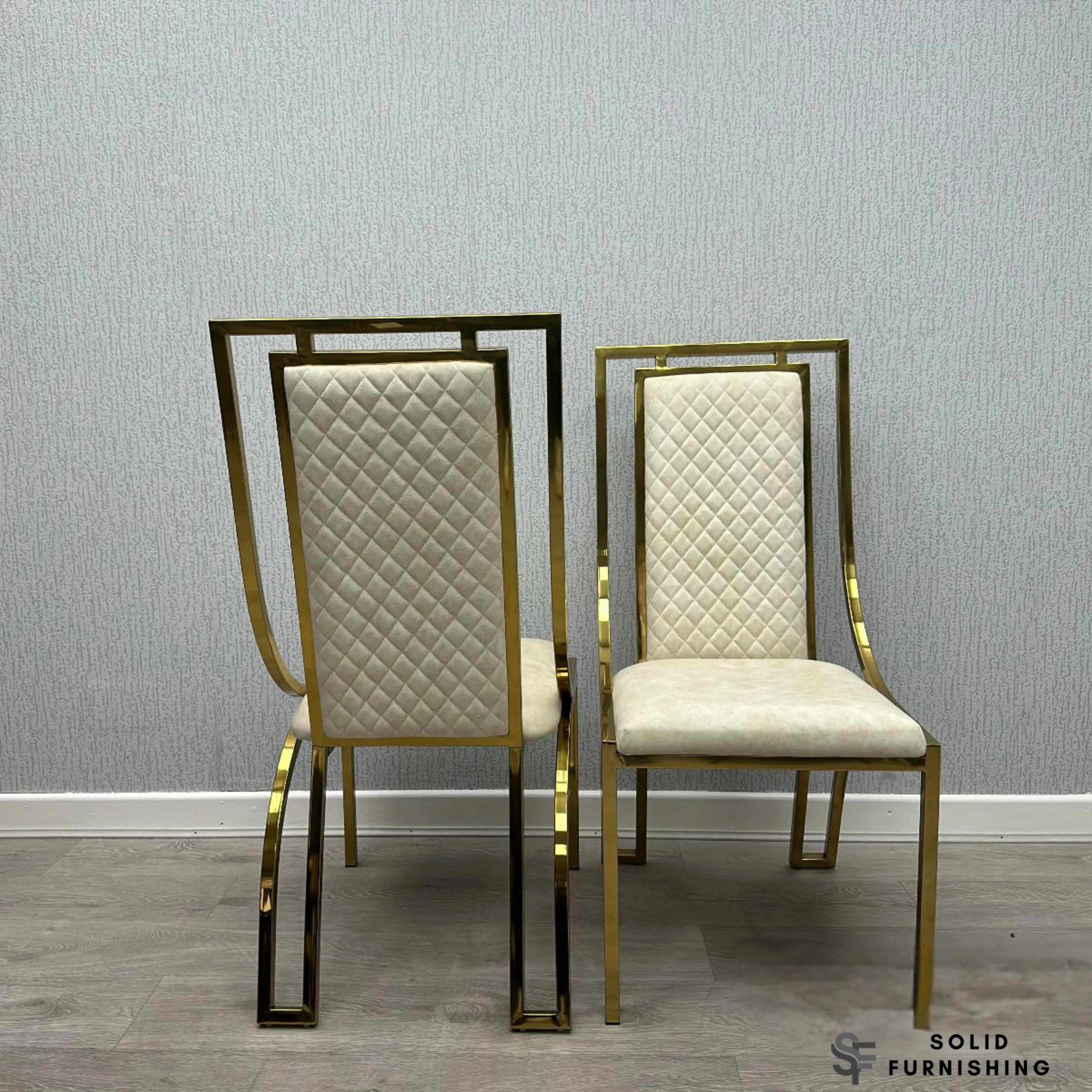 Windsor Gold Frame Quilted Dining Chair – Black or Cream Upholstered Chair