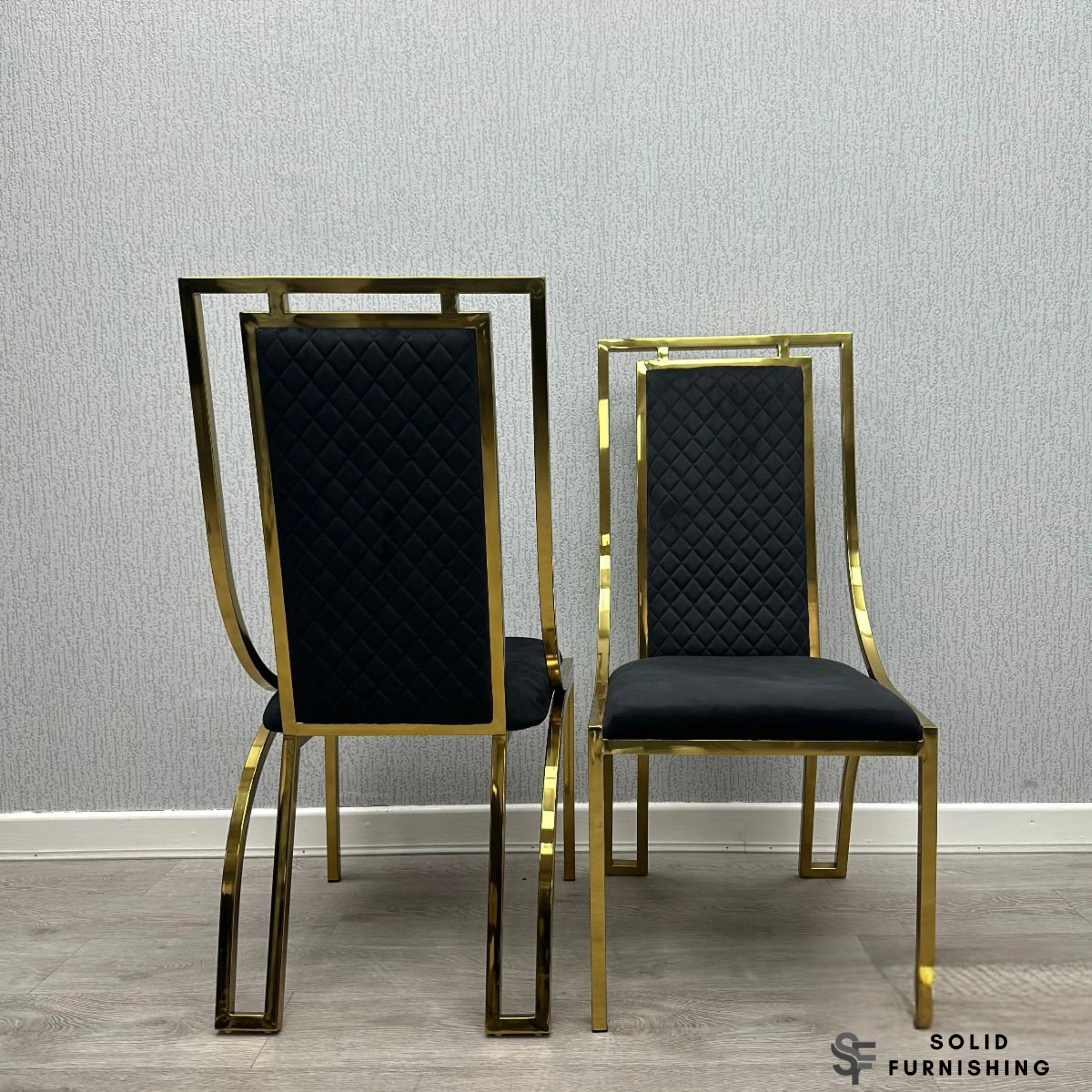 Windsor Gold Frame Quilted Dining Chair – Black or Cream Upholstered Chair