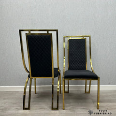 Windsor Gold Frame Quilted Dining Chair – Black or Cream Upholstered Chair