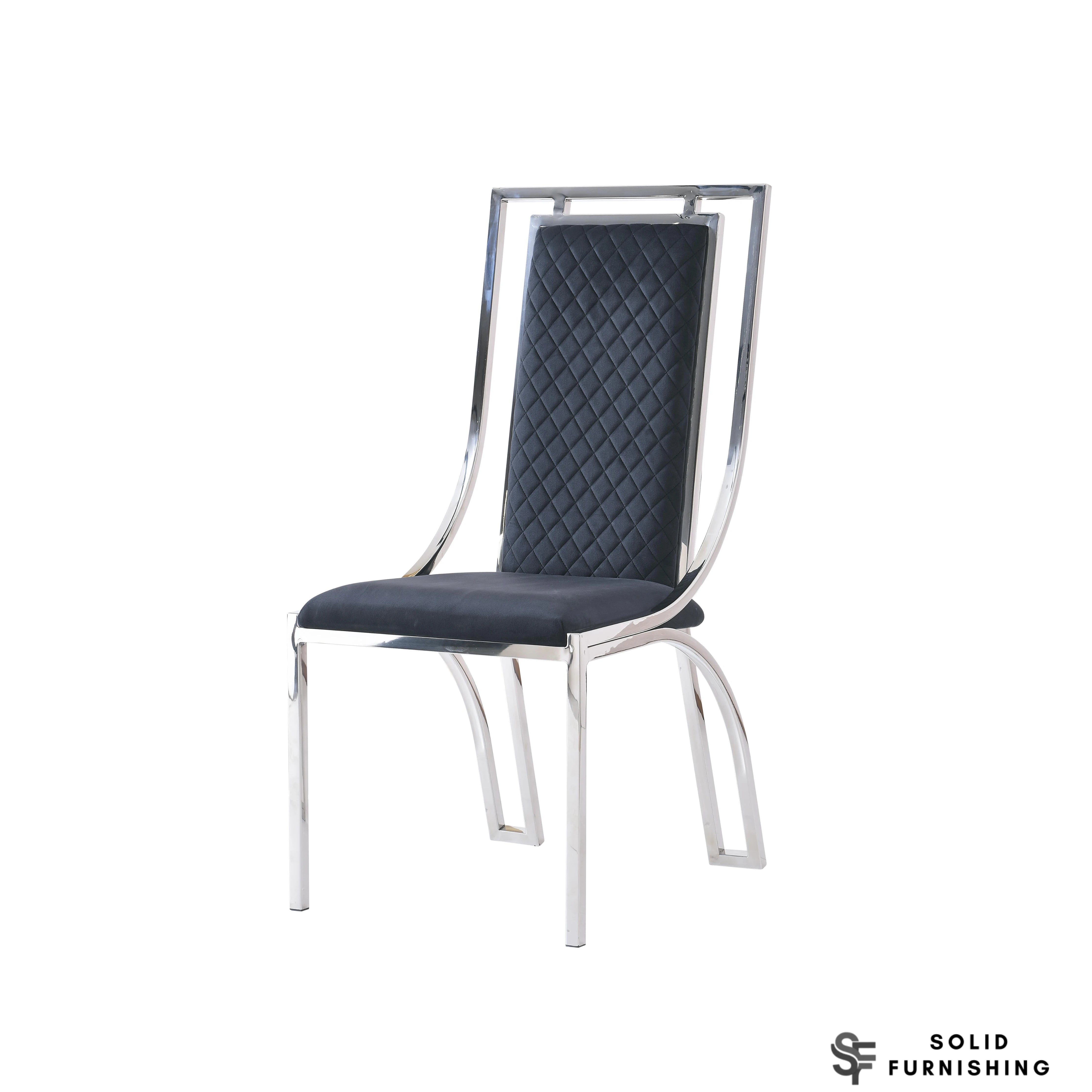 Windsor Silver Frame Quilted Dining Chair – Grey or Black Upholstered Chair