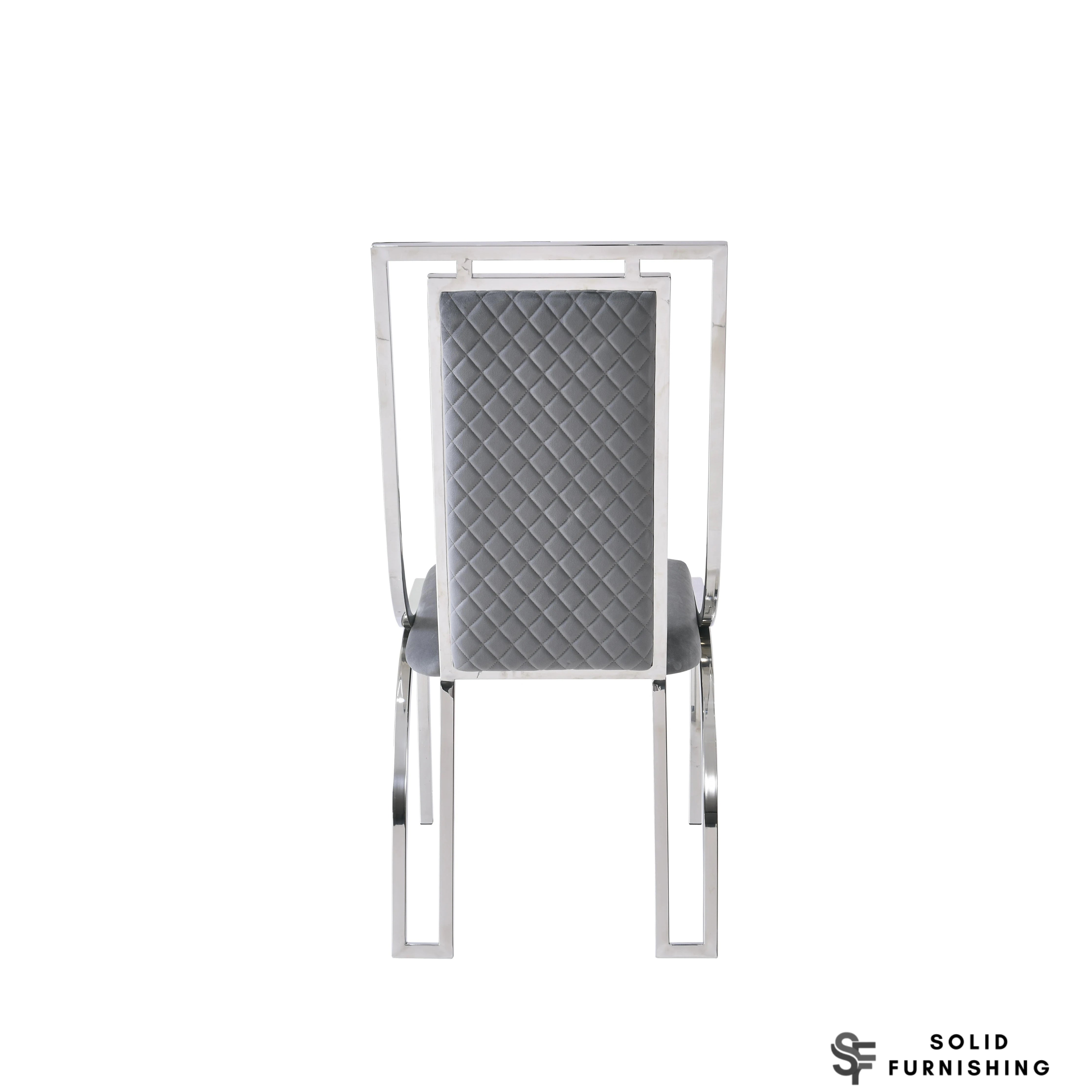 Windsor Silver Frame Quilted Dining Chair – Grey or Black Upholstered Chair