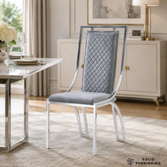 Windsor Silver Frame Quilted Dining Chair – Grey or Black Upholstered Chair