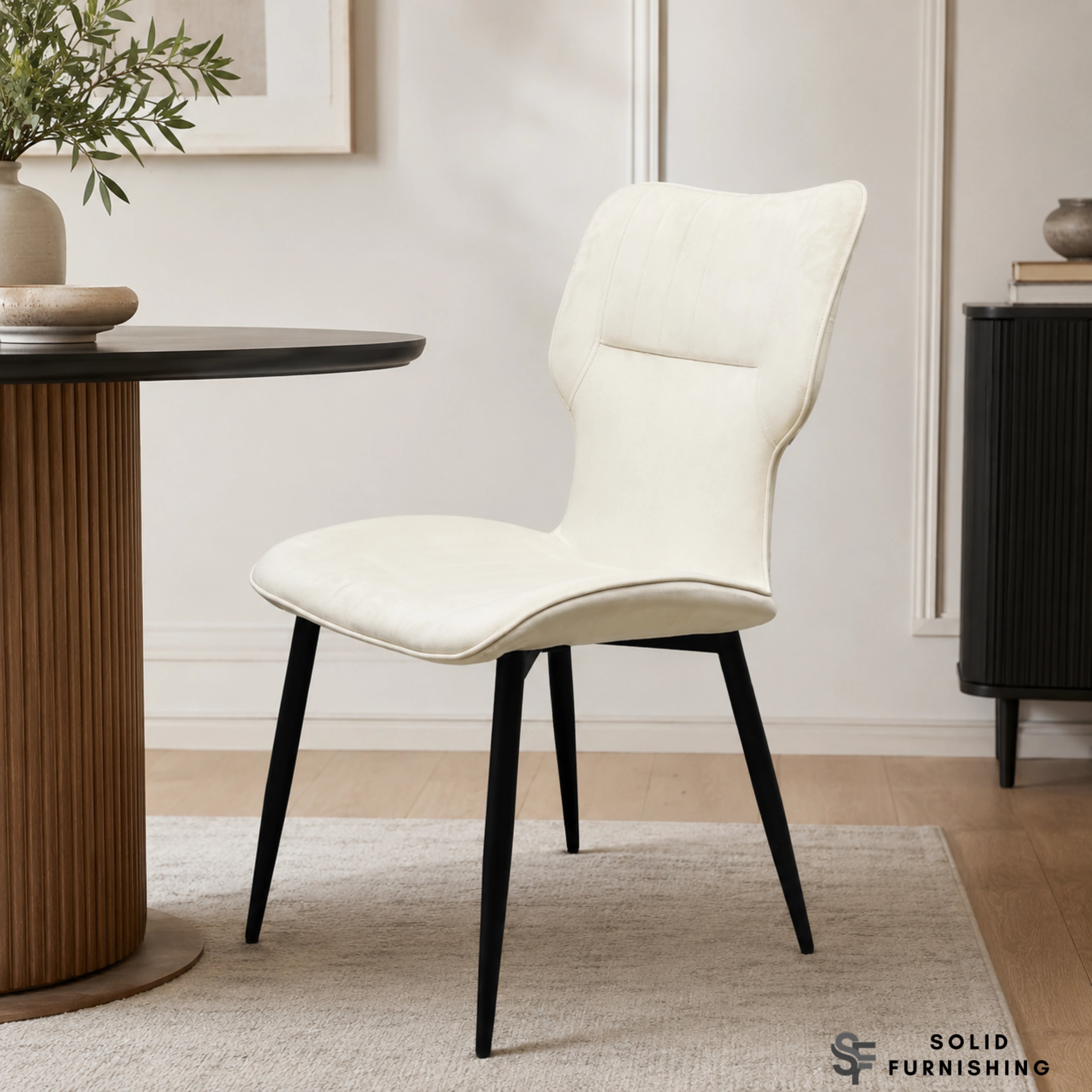 Windsor Velvet Dining Chairs –  Black Metal Legs (Set of 2)