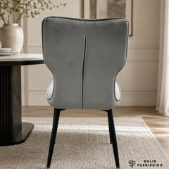 Windsor Velvet Dining Chairs –  Black Metal Legs (Set of 2)