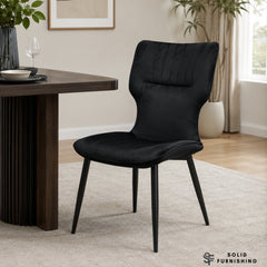 Windsor Velvet Dining Chairs –  Black Metal Legs (Set of 2)