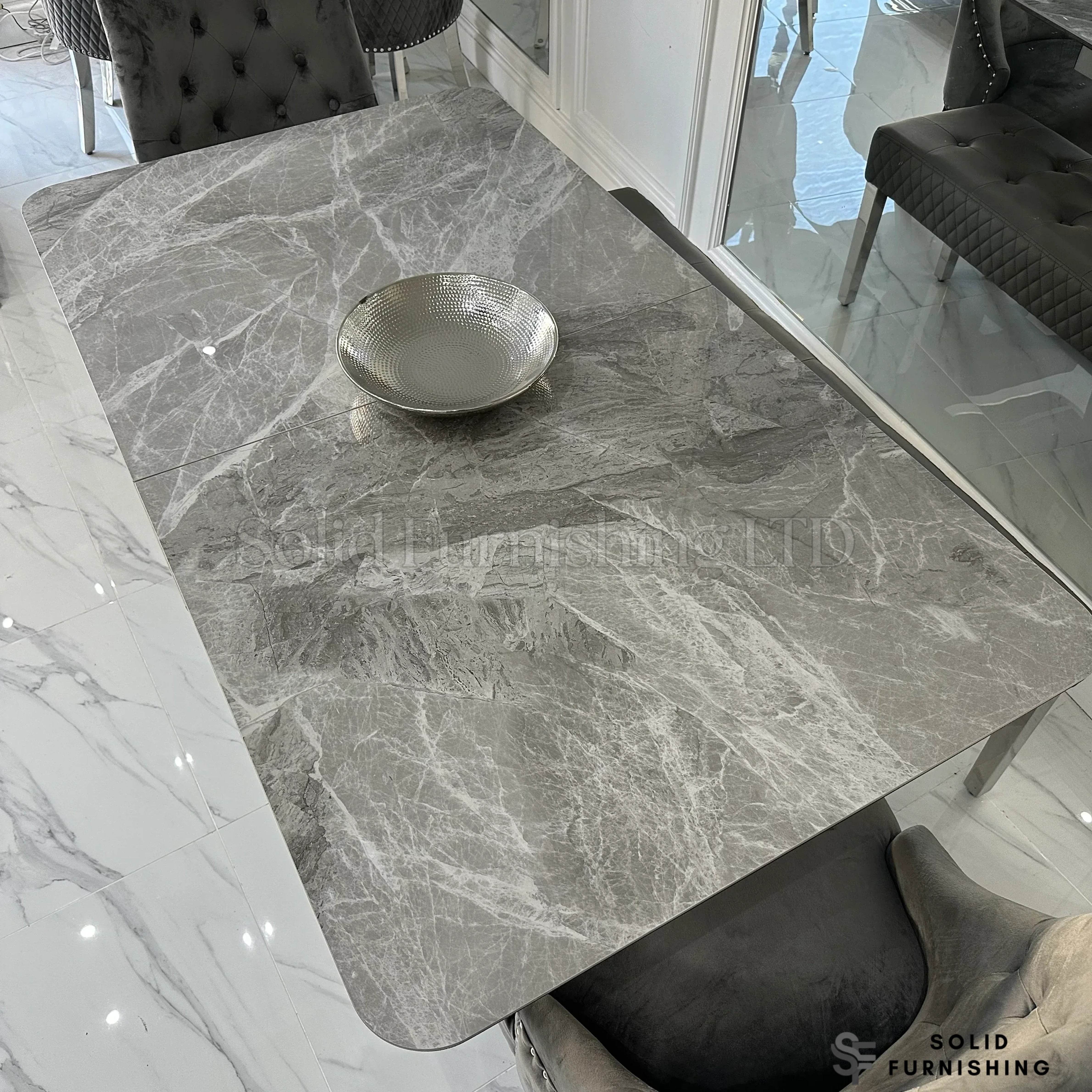 Zermatt 120cm Grey Ceramic Dining Table – Fixed Top | Solid Furnishing LTD