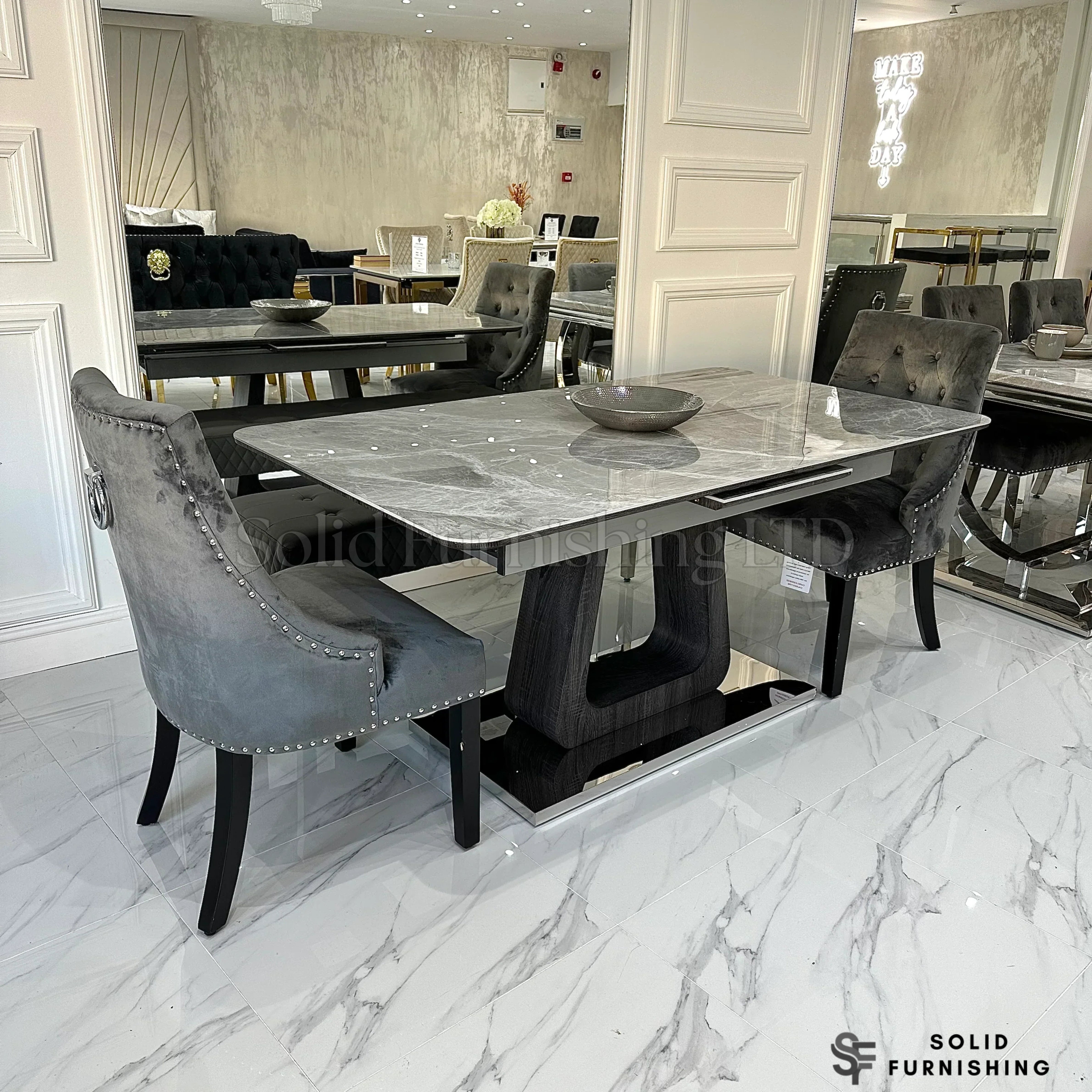 Zermatt Extendable Grey Ceramic Dining Table – 160cm to 200cm