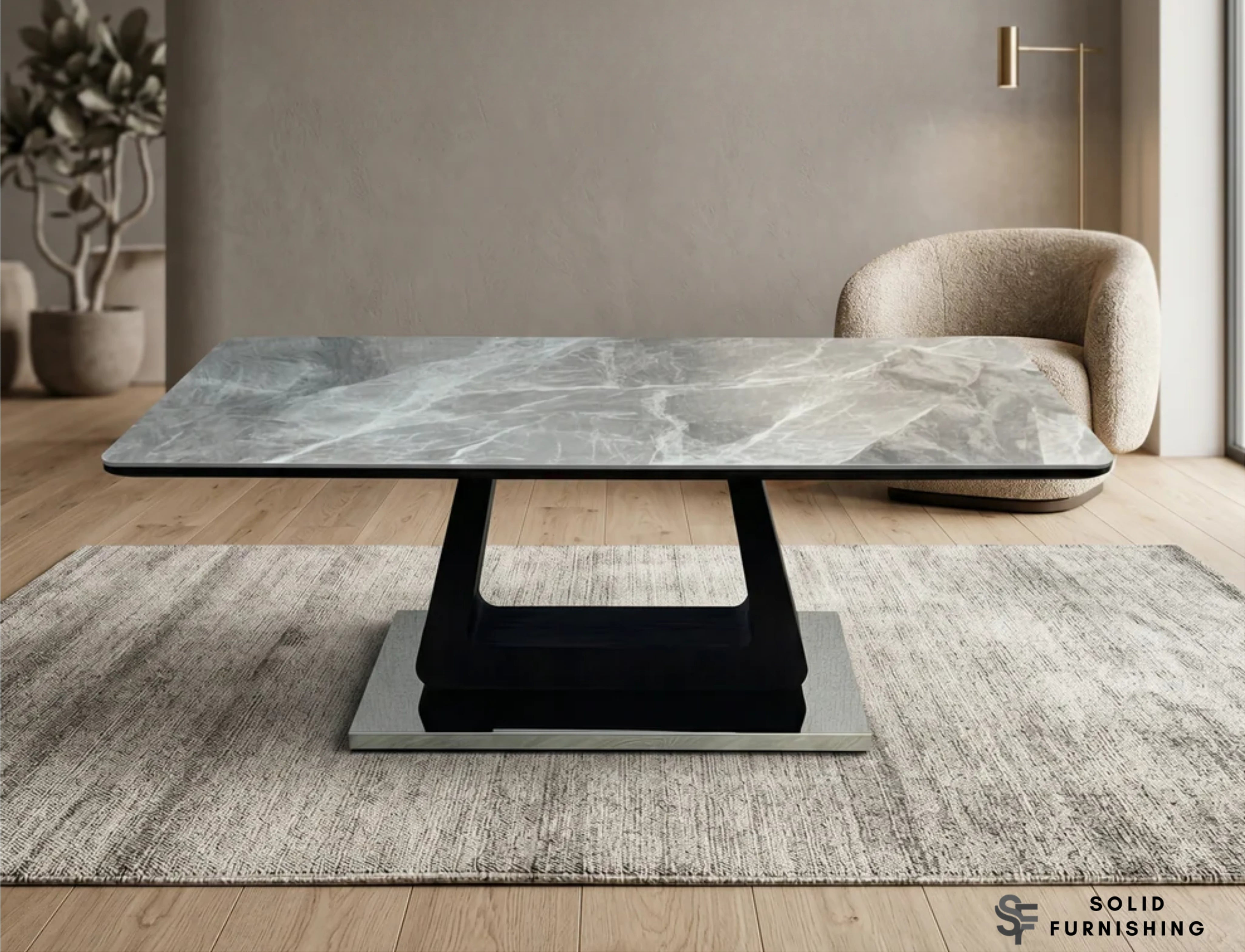Zermatt Grey Ceramic Coffee Table – Modern Rectangular Centre Table