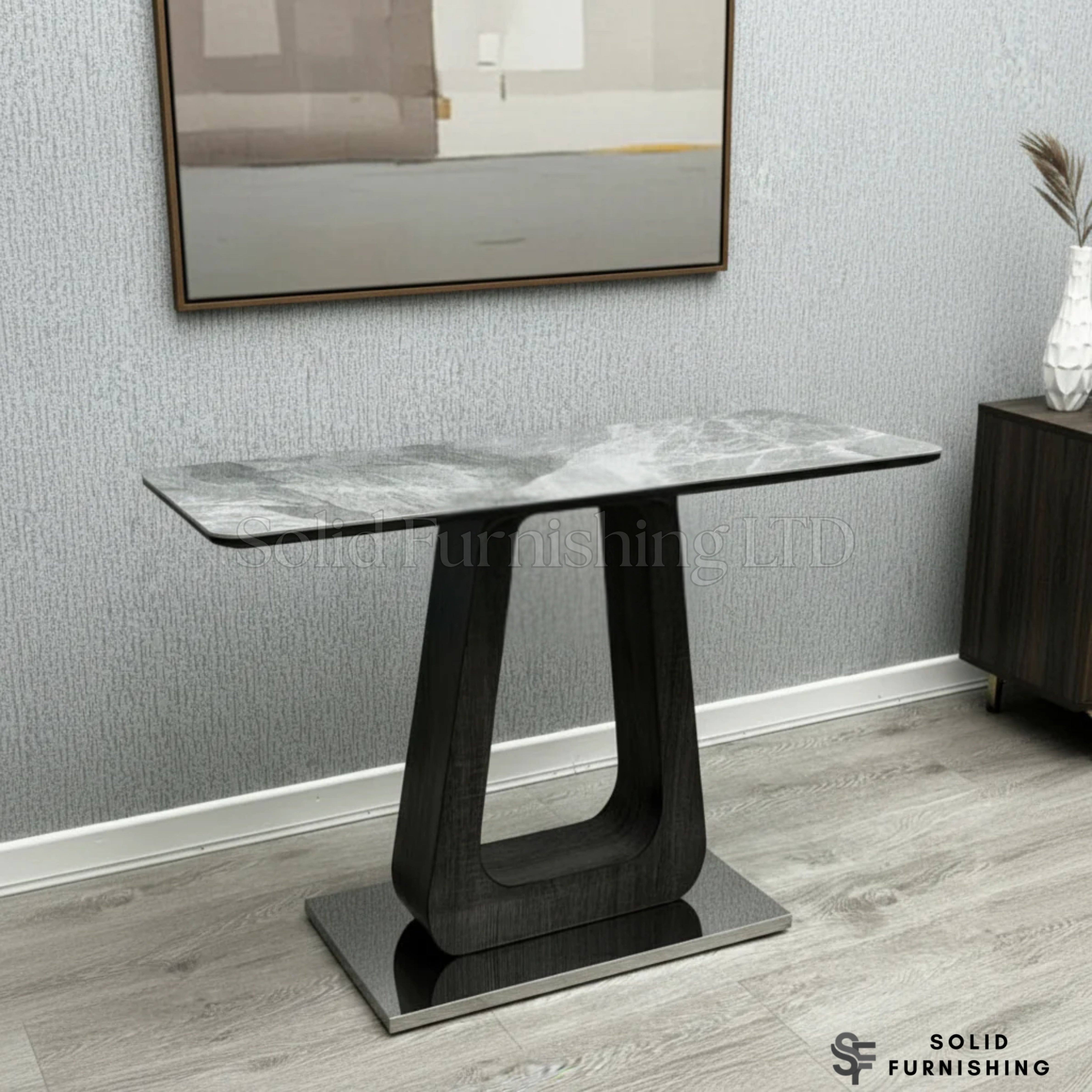 Zermatt Grey Ceramic Console Table – Modern Hallway Table