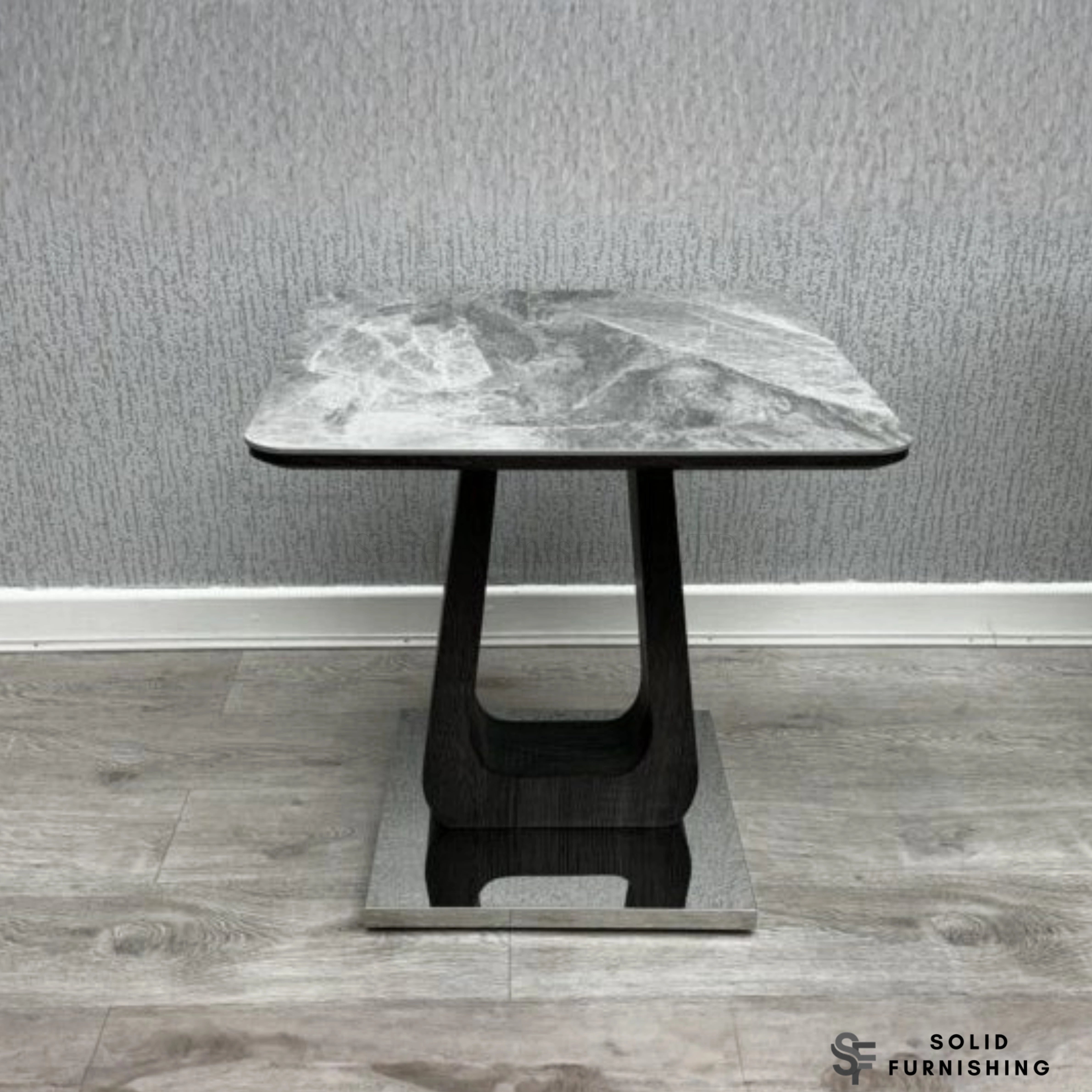 Zermatt Grey Ceramic Side Table – Modern Square Lamp Table